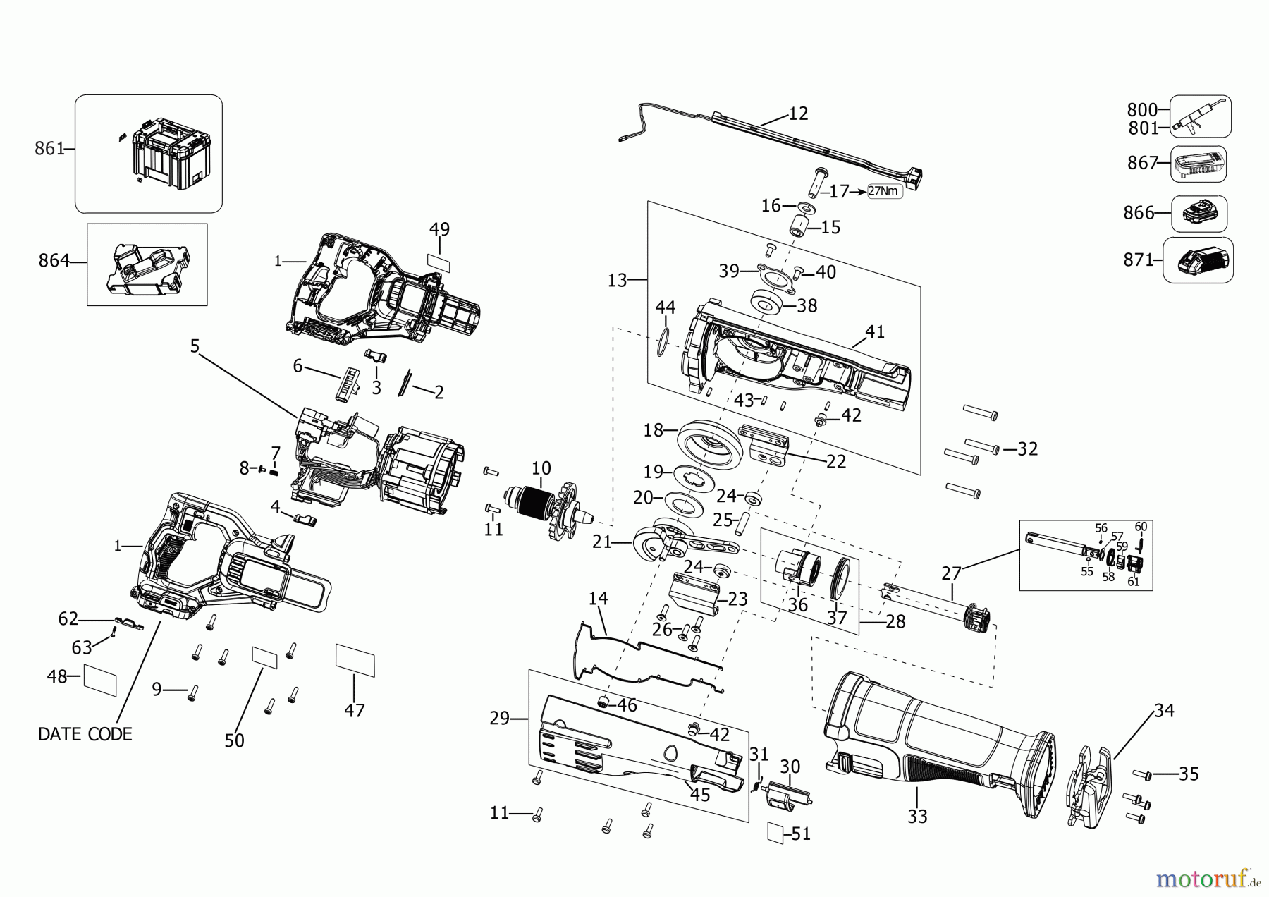 DEWALT HOLZARBEITEN SCHNEIDESÄGEN AKKU SÄBELSÄGE DCS386X1 Seite 1