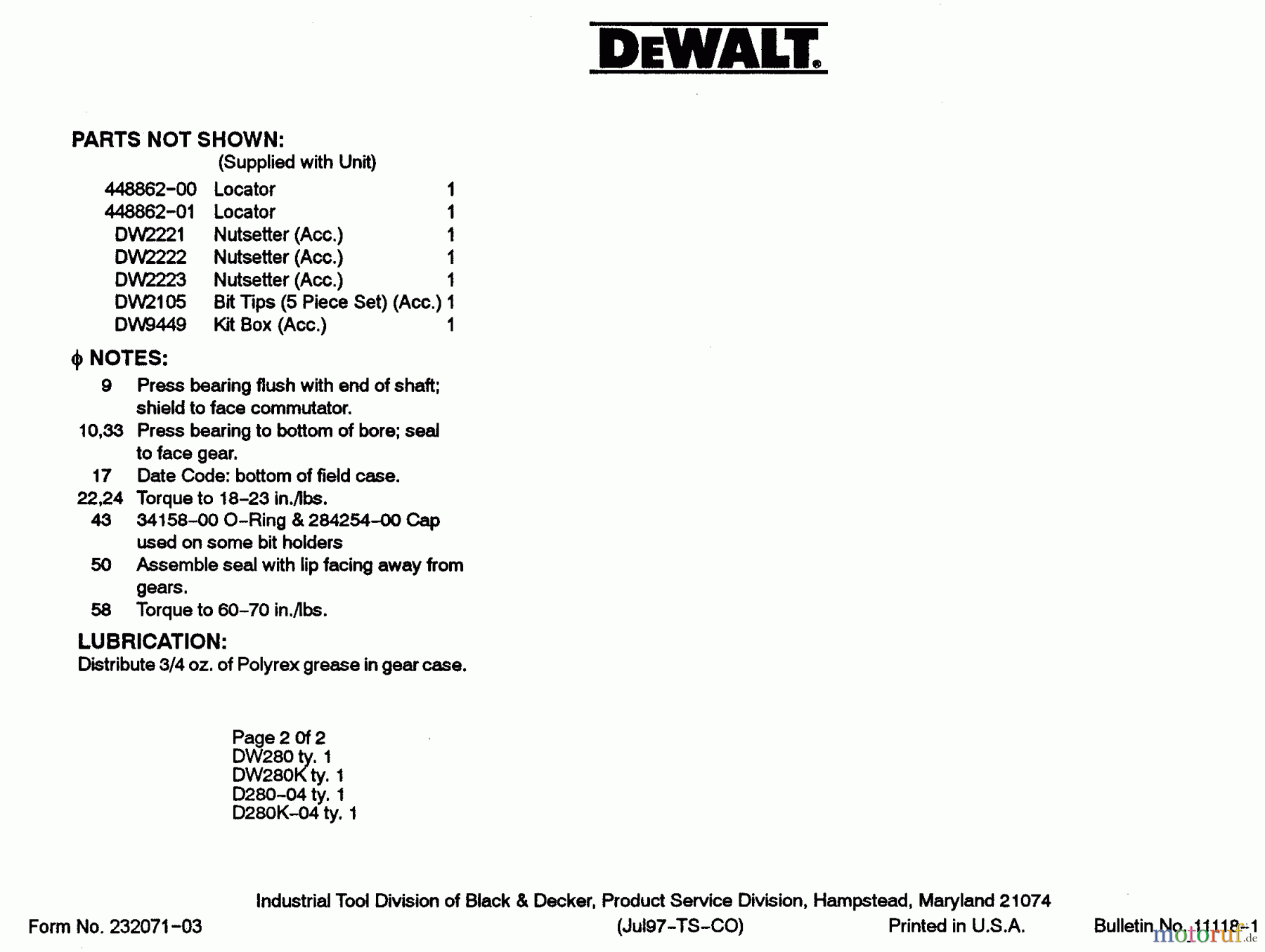 DEWALT Divers SCHRAUBENDREHER D280K-04 Seite 2