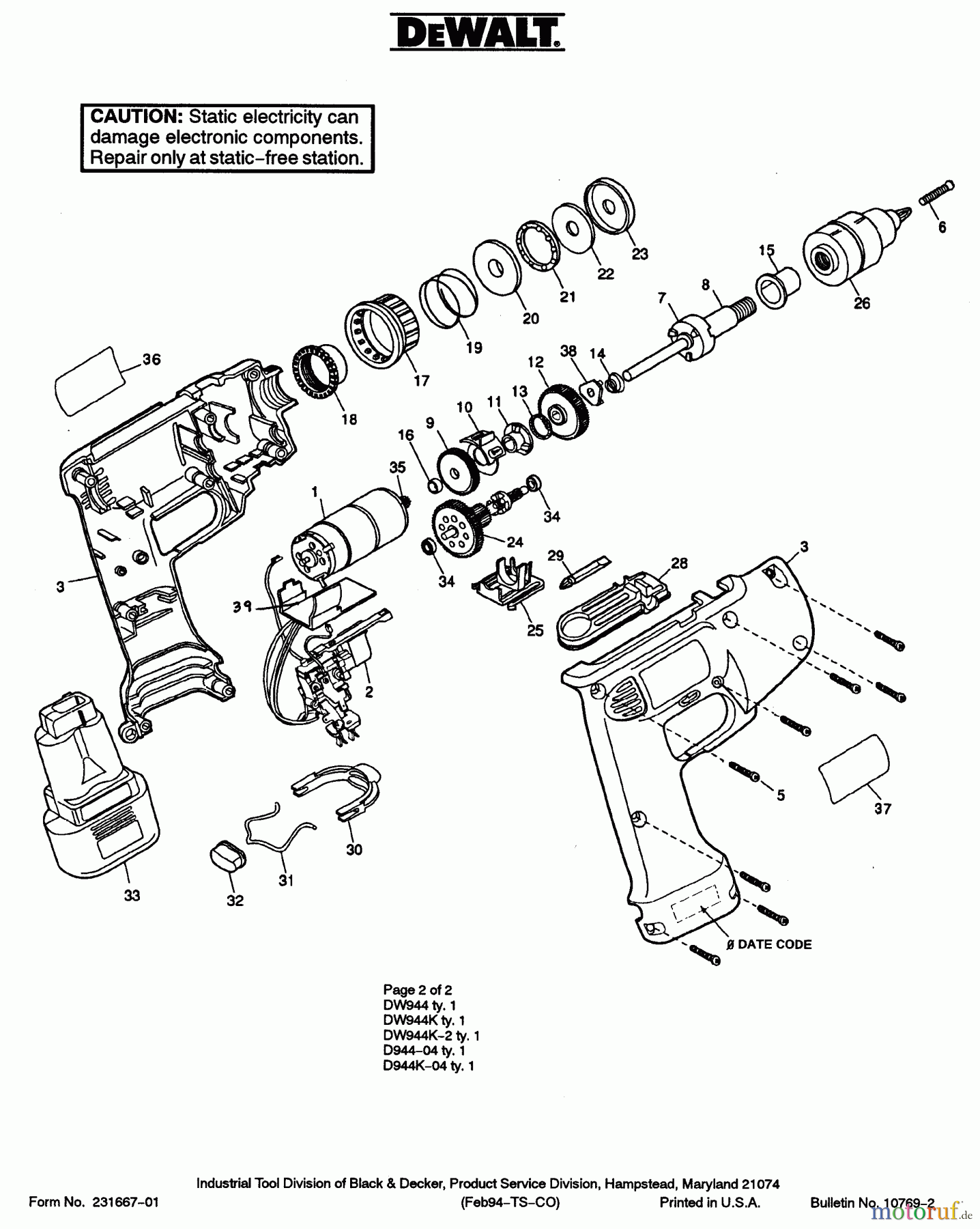  DEWALT Divers SCRUDRILL D944K-04 Seite 2