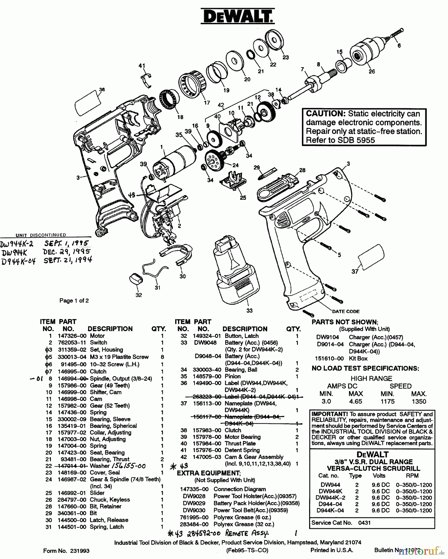 DEWALT Divers SCRUDRILL D944K-04 Seite 3