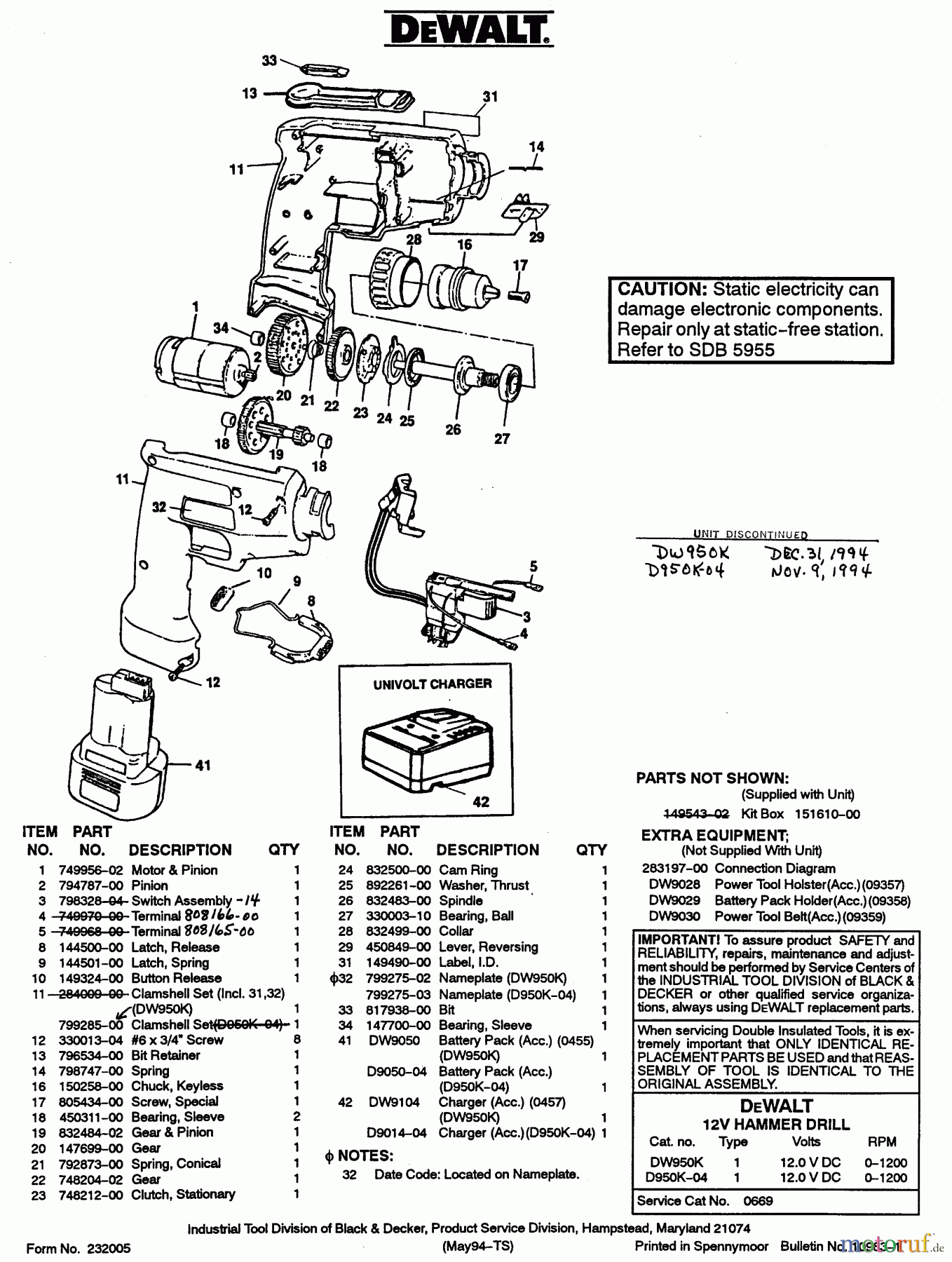 DEWALT Divers BOHRHAMMER D950K-04 Seite 1