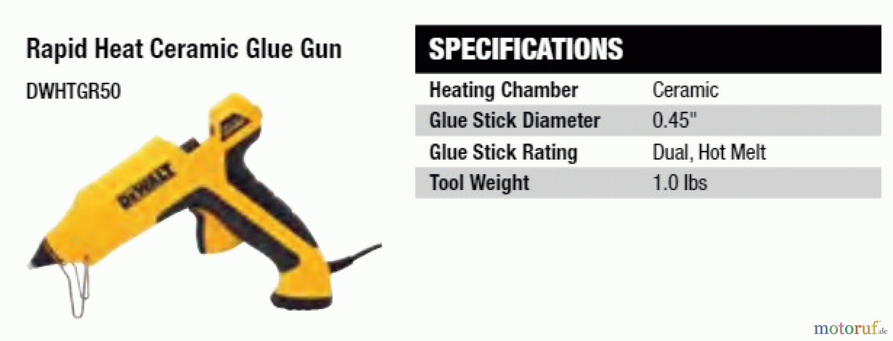 DEWALT ZUBEHÖR ACCESSORIES, ATTACHMENTS & UNPOWERED KLEBEPISTOLE DWHTGR50 Seite 1