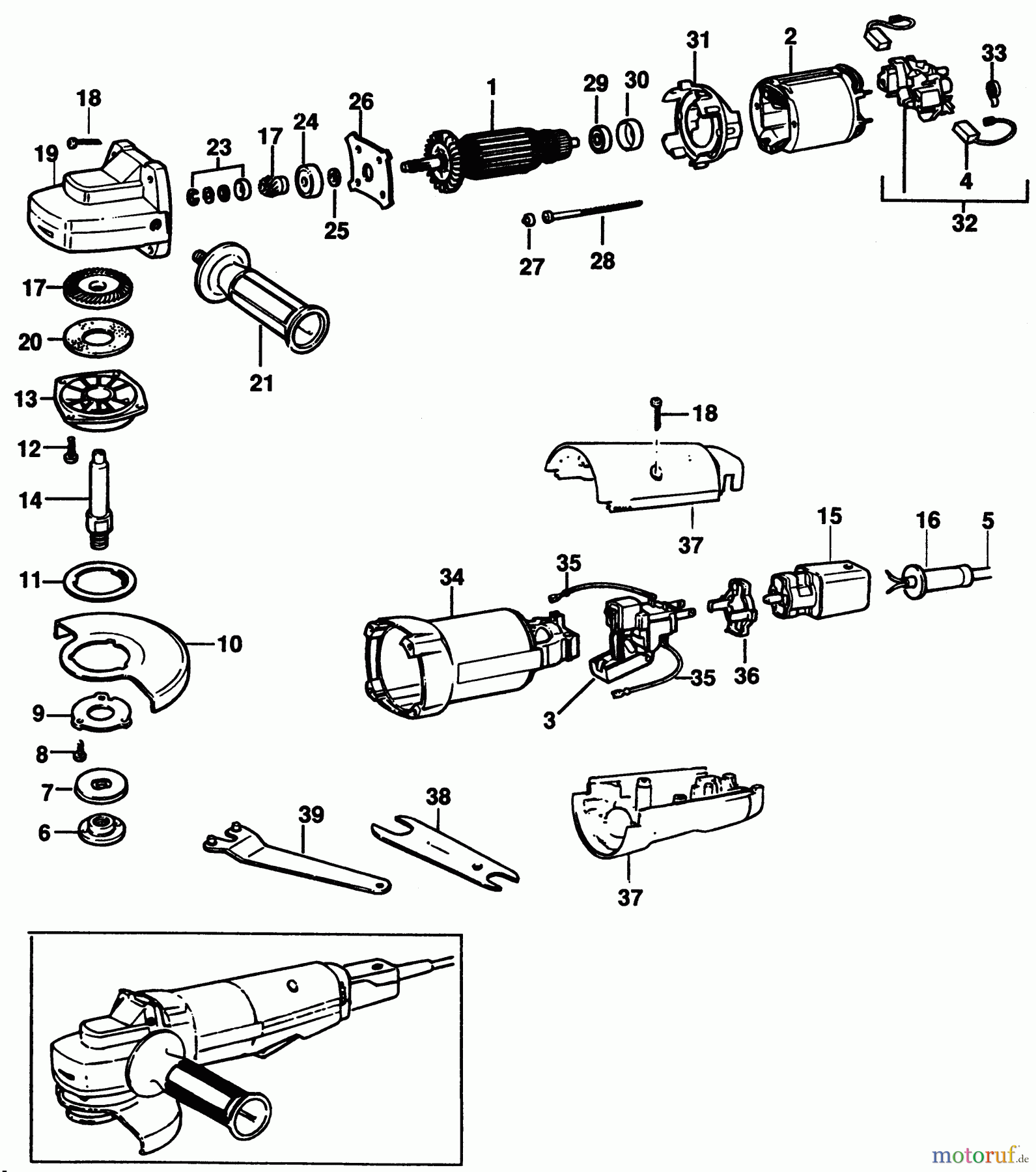 BLACK+DECKER PROFESSIONELL SCHLEIFMASCHINEN, POLIERMASCHINEN UND EINFÄDLER WINKELSCHLEIFER P5427 Seite 1