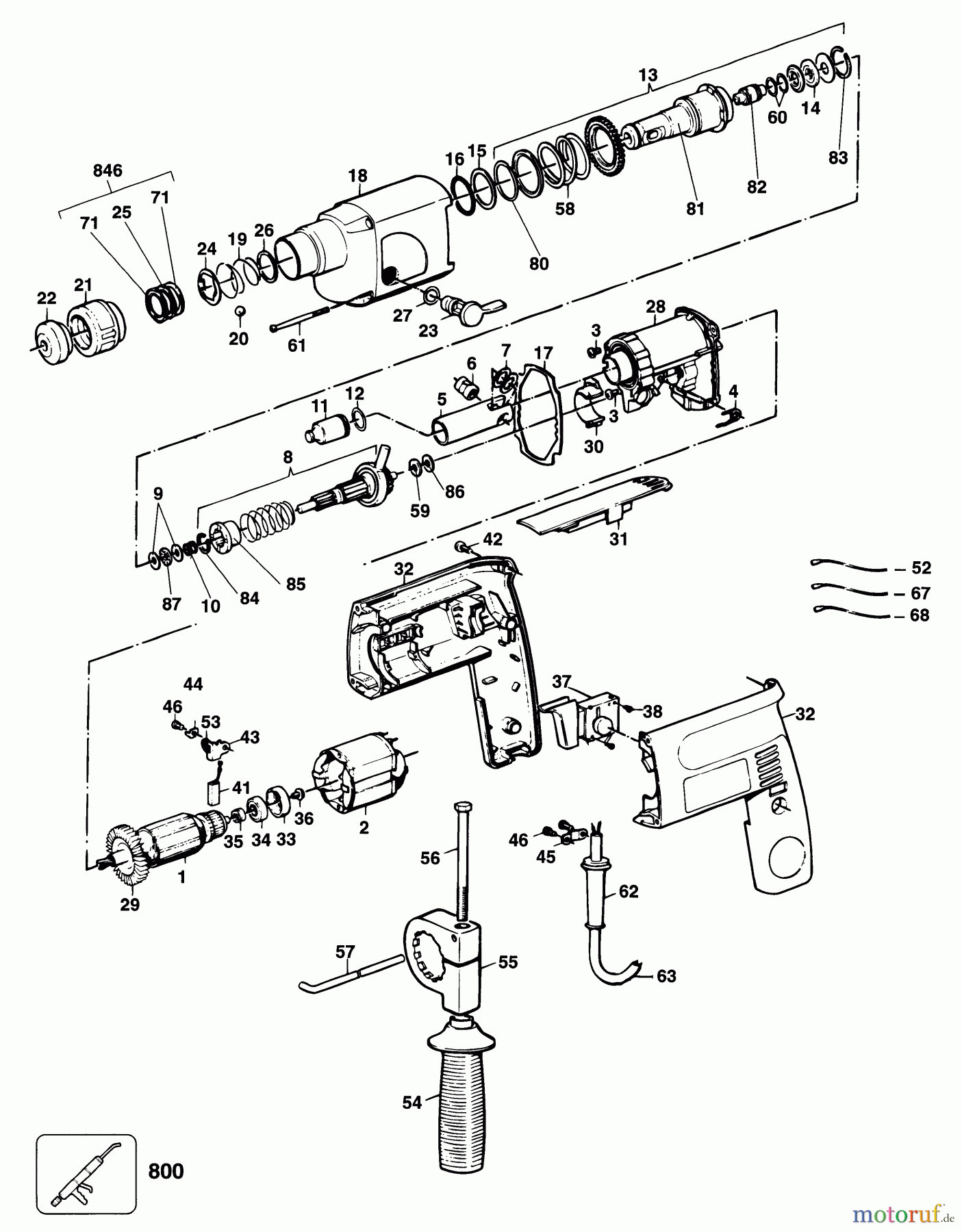BLACK+DECKER INNENAUSSTATTUNG BOHRER DREHHAMMER P8000 Seite 1