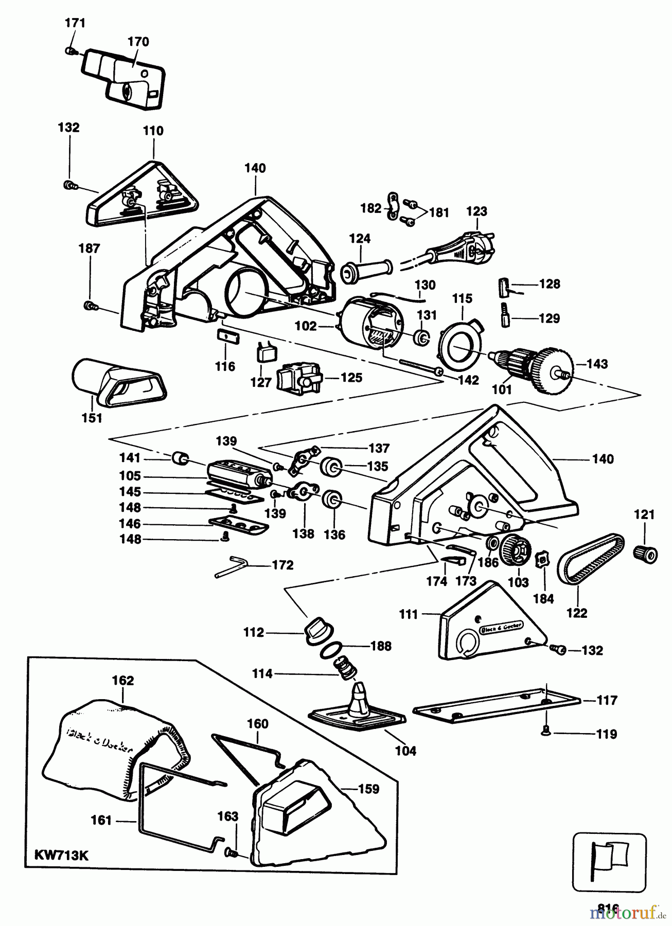 BLACK+DECKER INNENAUSSTATTUNG HOBEL HOBELMASCHINE KW713 Seite 1