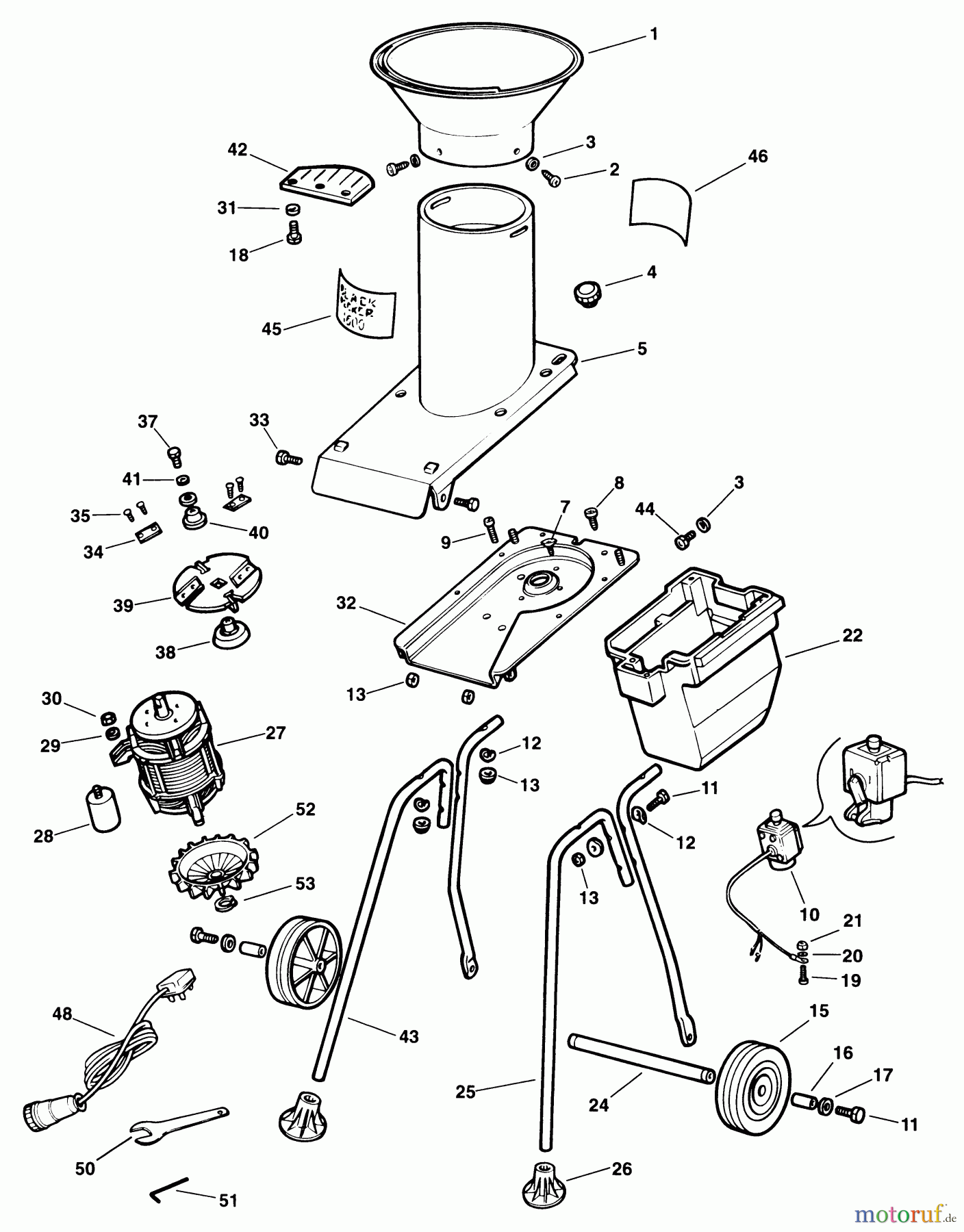  BLACK+DECKER AUSSERHALB RASENMÄHER, HÄCKSLER UND KEHRMASCHINEN SCHREDDER GA1500E Seite 1