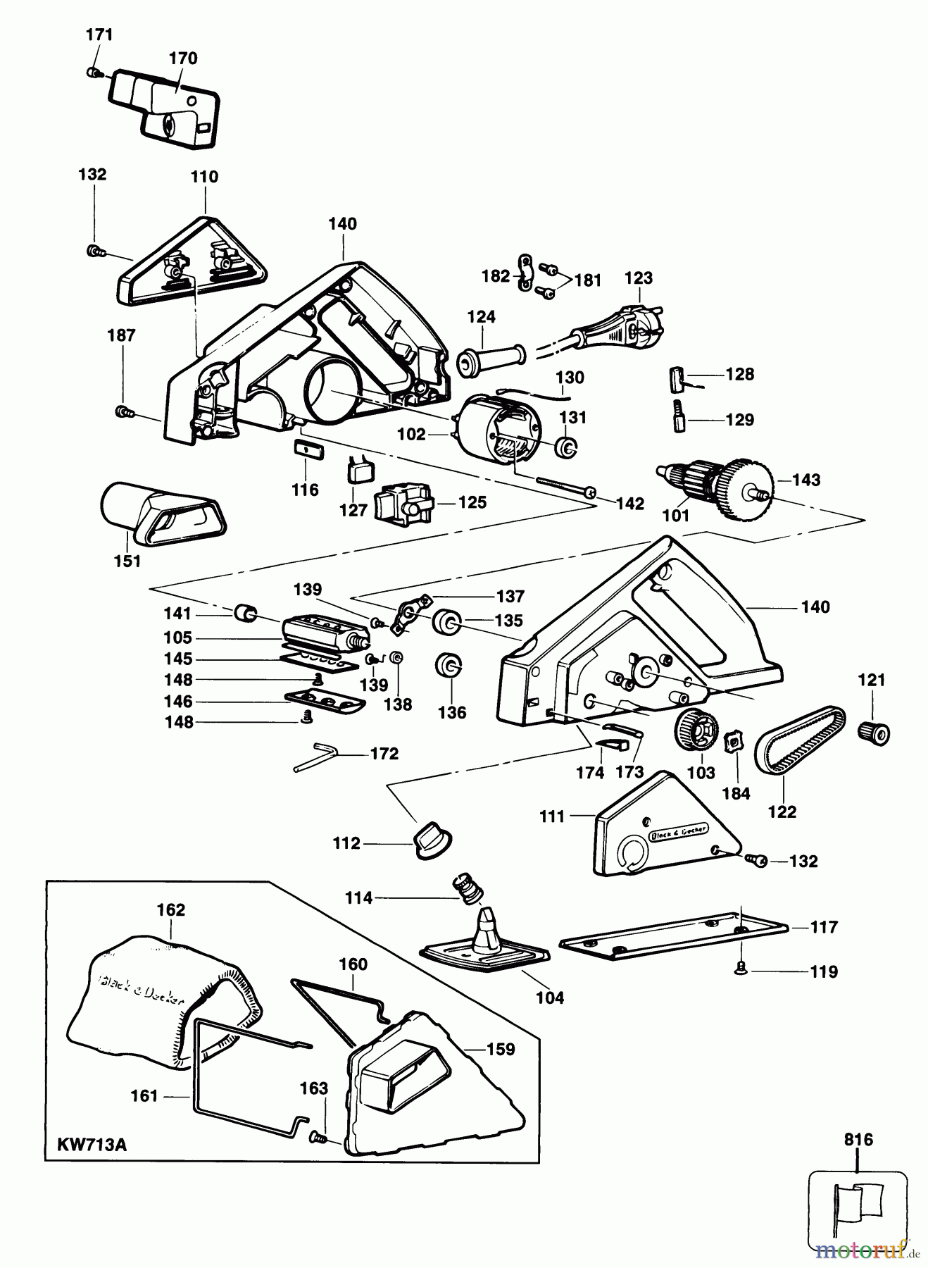 BLACK+DECKER INNENAUSSTATTUNG HOBEL HOBELMASCHINE KW713A Seite 1