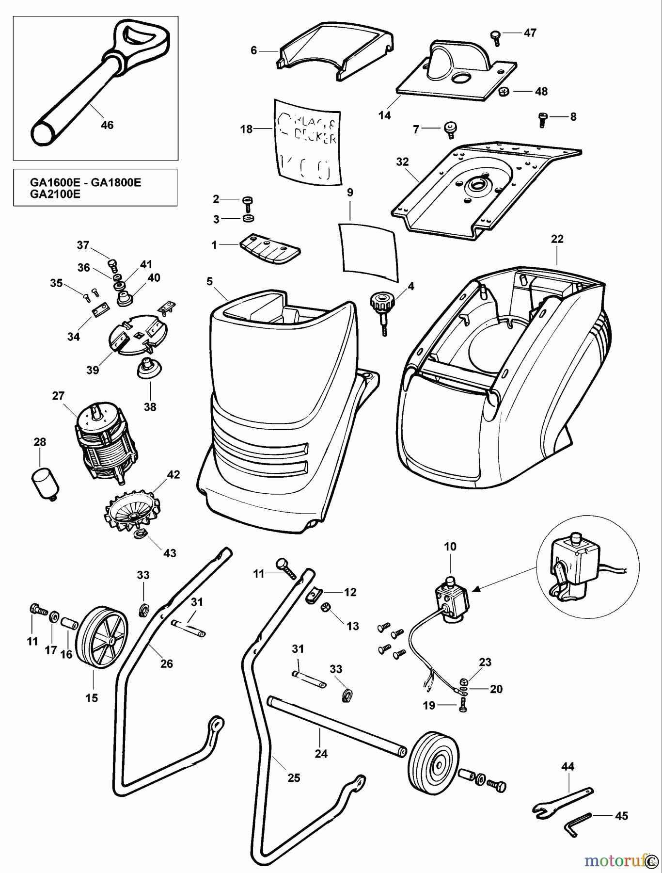  BLACK+DECKER AUSSERHALB RASENMÄHER, HÄCKSLER UND KEHRMASCHINEN SCHREDDER GA1600E Seite 1