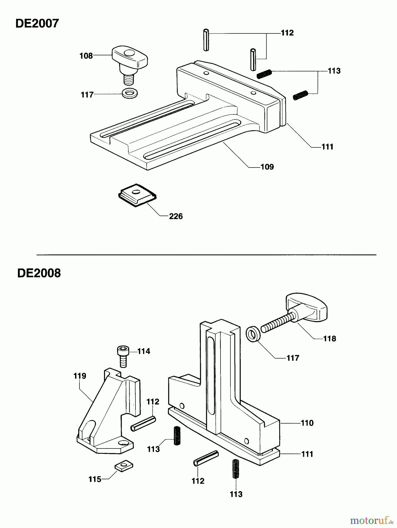 DEWALT ZUBEHÖR ACCESSORIES, ATTACHMENTS & UNPOWERED HOLD DOWN VERTICAL DE2008 Seite 1