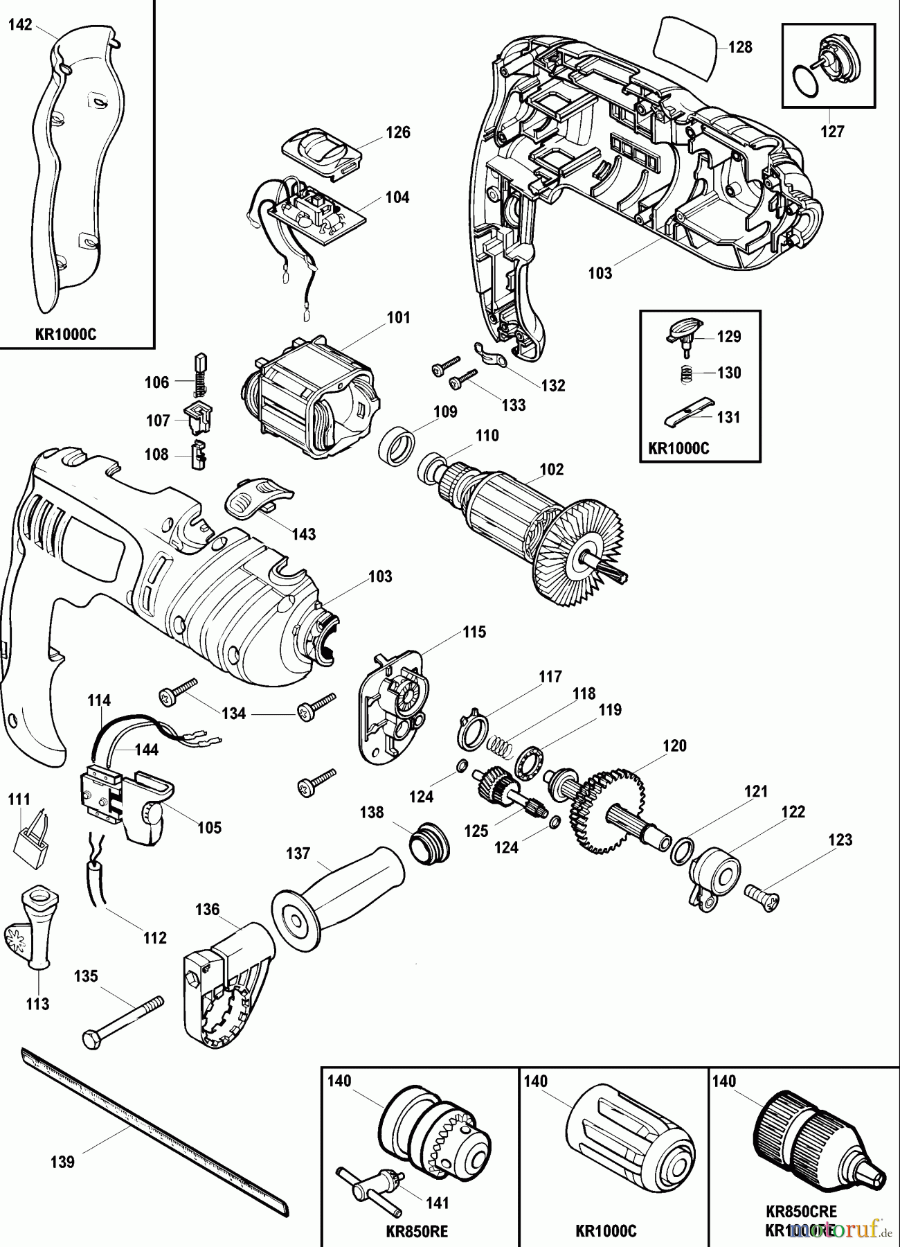 BLACK+DECKER INNENAUSSTATTUNG BOHRER BOHRER KR1000C Seite 1