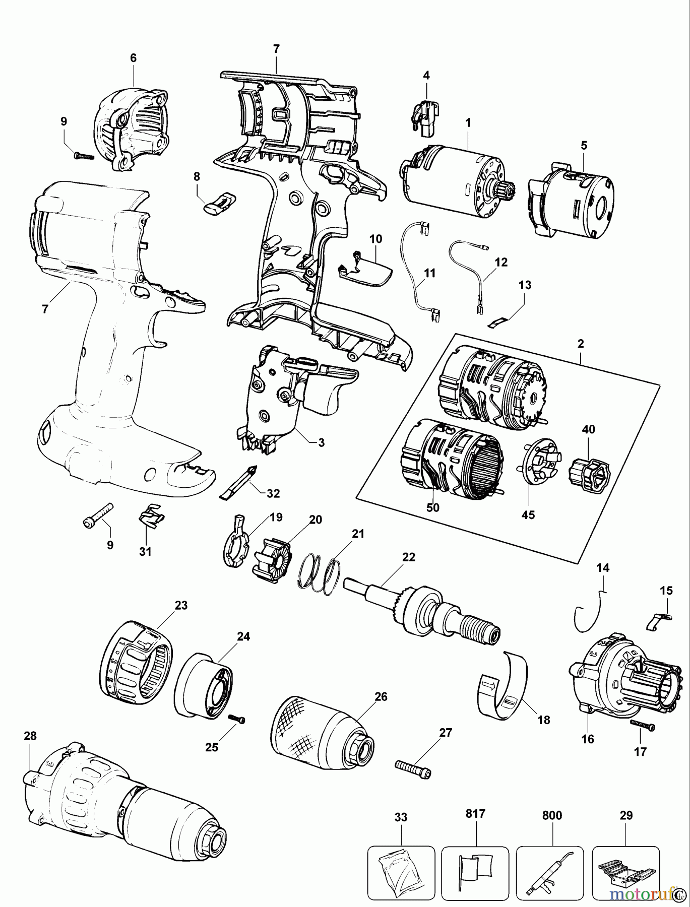 DEWALT Divers AKKU-BOHRMASCHINE DW981K2 Seite 1