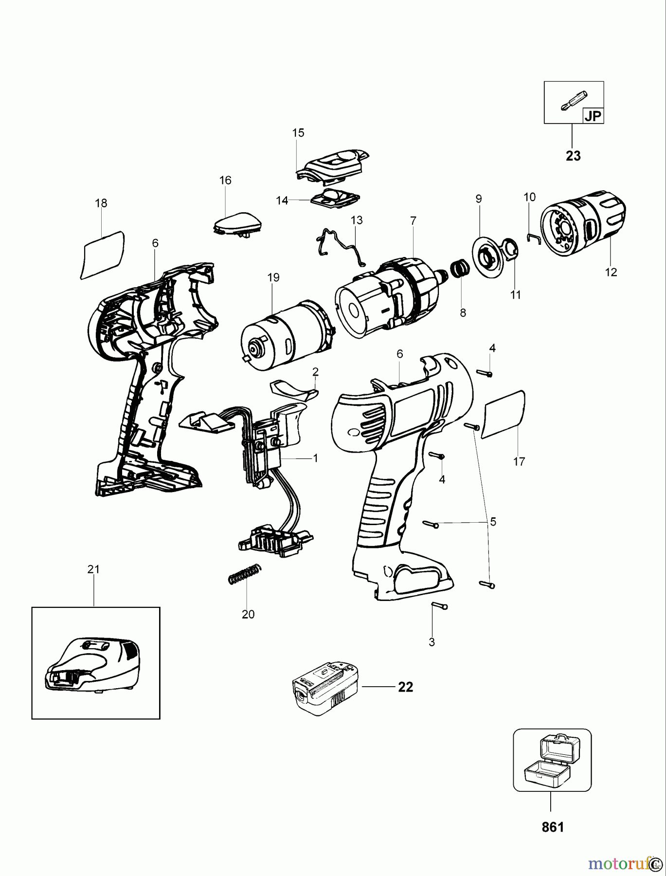 BLACK+DECKER INNENAUSSTATTUNG BOHRER AKKU-BOHRMASCHINE HP146F Seite 1