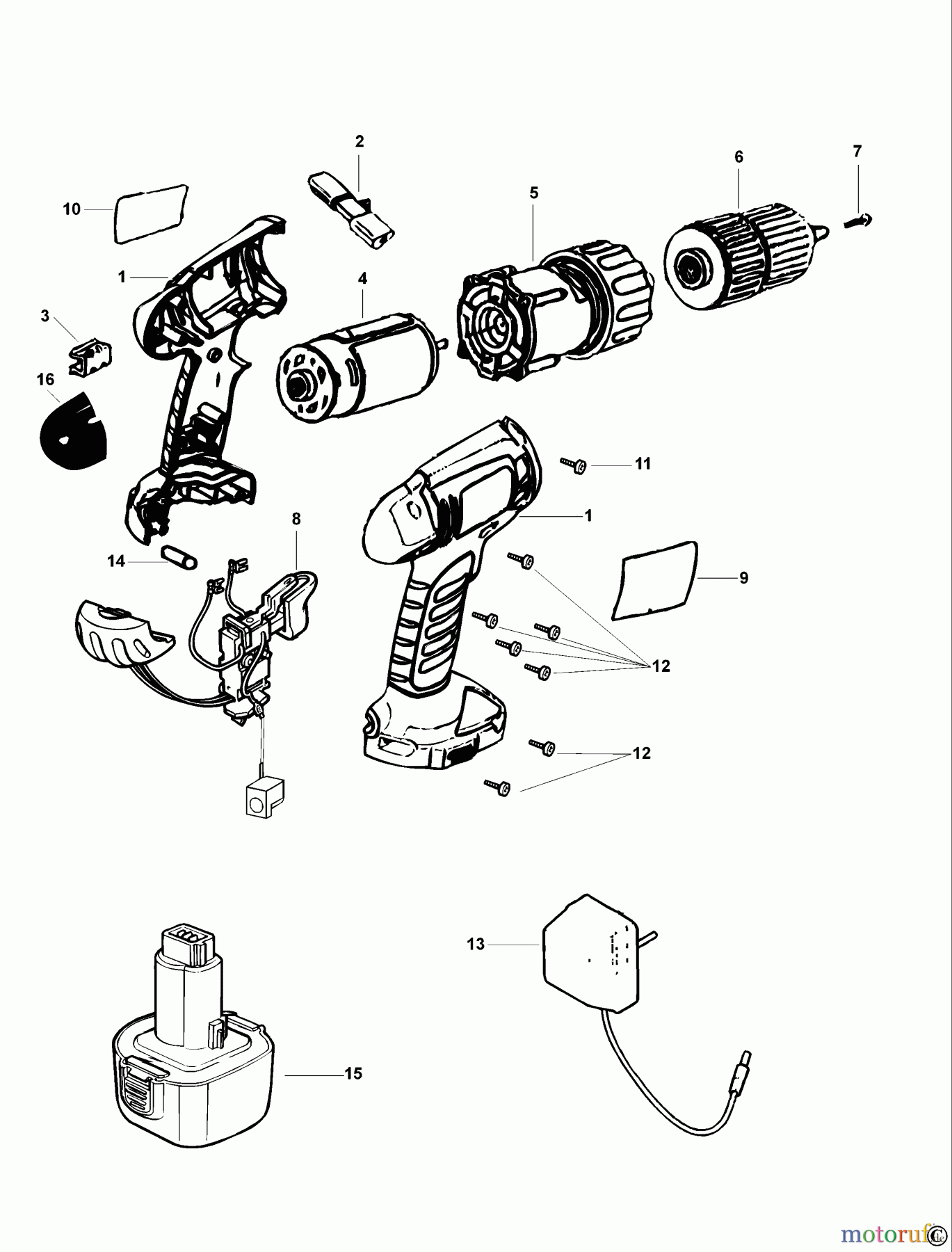  BLACK+DECKER INNENAUSSTATTUNG BOHRER AKKU-BOHRMASCHINE CD12C Seite 1