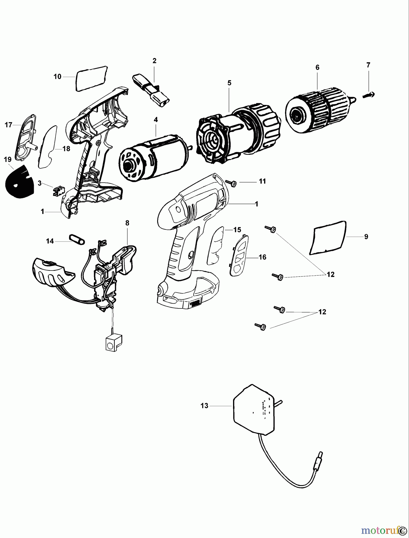 BLACK+DECKER INNENAUSSTATTUNG BOHRER AKKU-BOHRMASCHINE CD12GTK Seite 1
