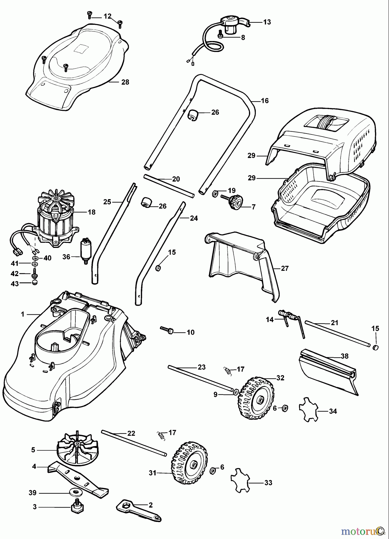 BLACK+DECKER AUSSERHALB RASENMÄHER, SCHNEEFRÄSEN KREISELRASENMÄHER GR388 Seite 1