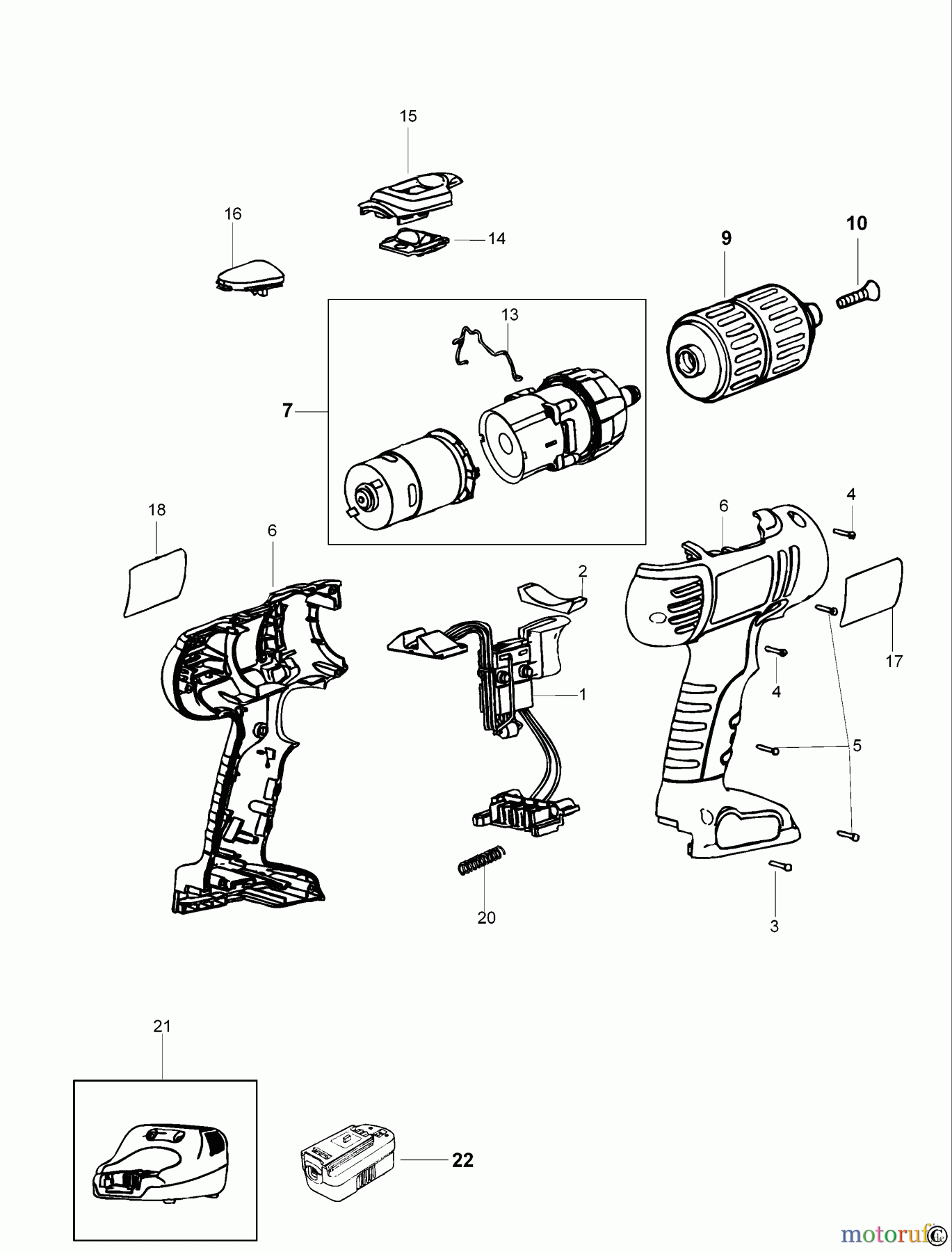 BLACK+DECKER INNENAUSSTATTUNG BOHRER AKKU-BOHRMASCHINE HP126FS Seite 1