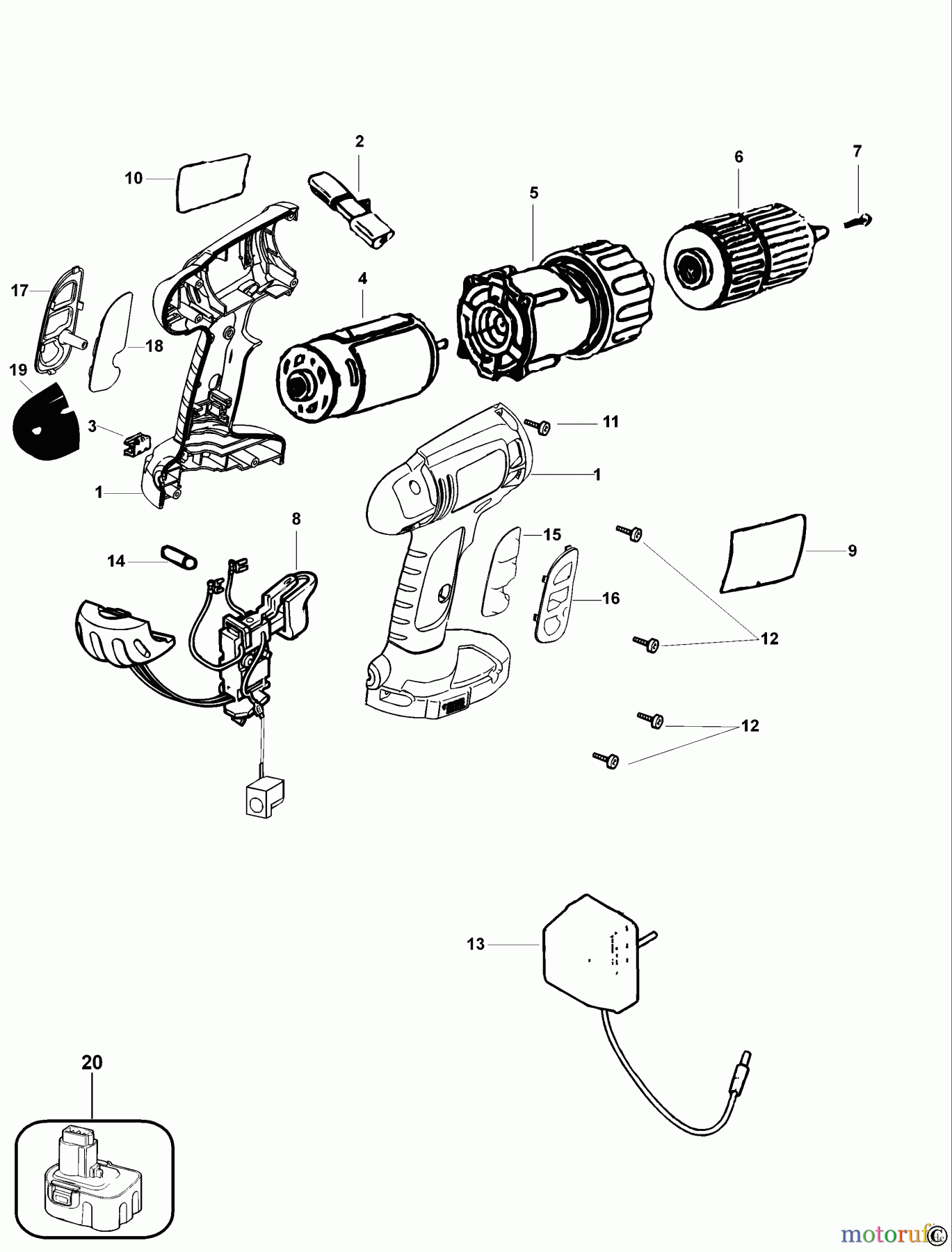 BLACK+DECKER INNENAUSSTATTUNG BOHRER AKKU-BOHRMASCHINE KC14GT Seite 1