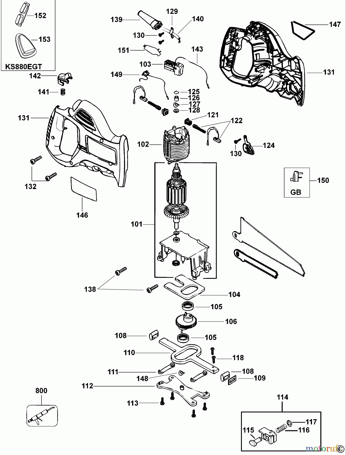  BLACK+DECKER INNENAUSSTATTUNG SÄGE DREHBLATTSTICHSAGE KS880EGT Seite 1