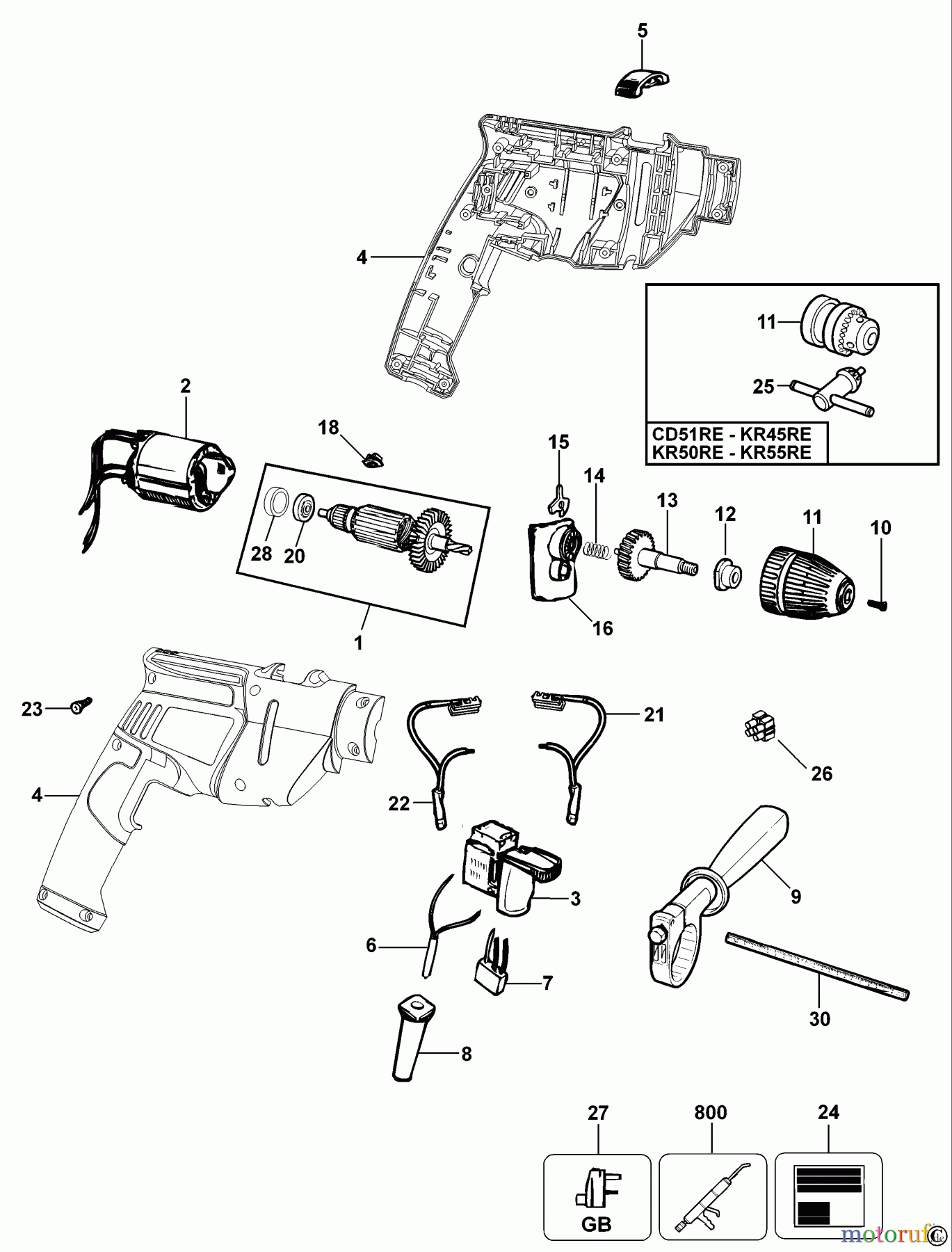 BLACK+DECKER INNENAUSSTATTUNG BOHRER BOHRER KR55CRE Seite 1
