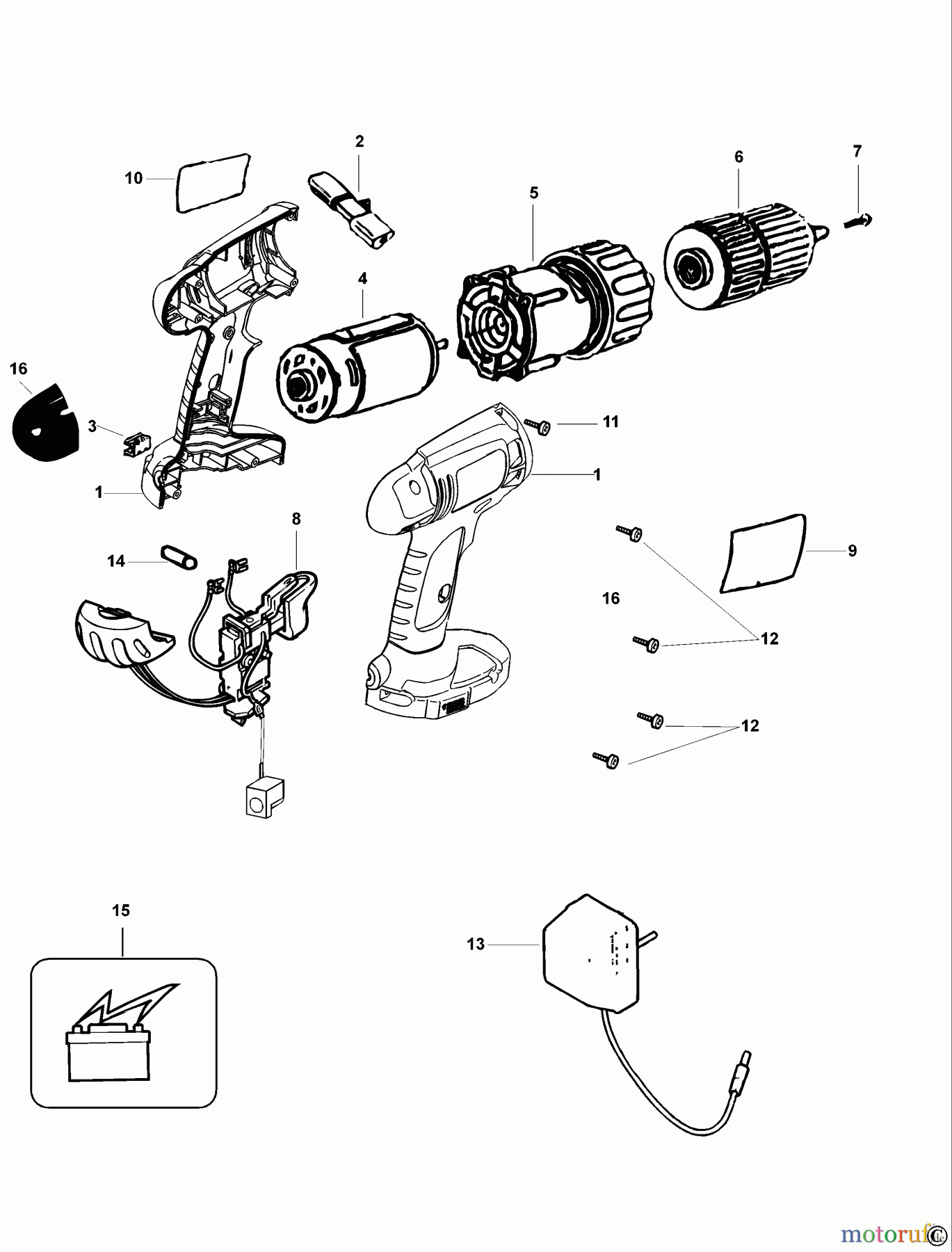 BLACK+DECKER INNENAUSSTATTUNG BOHRER AKKU-BOHRMASCHINE CD1202GK Seite 1