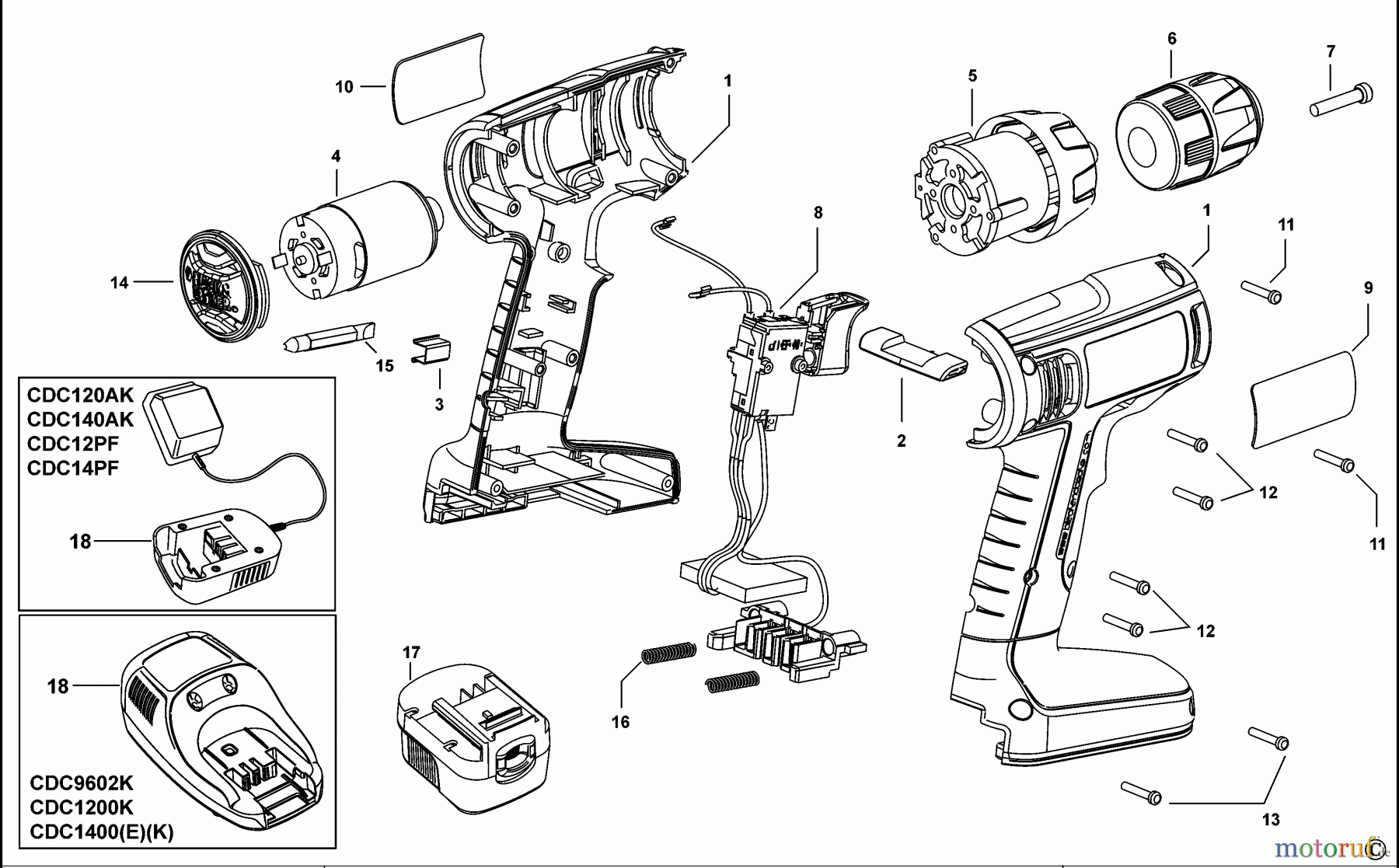 BLACK+DECKER INNENAUSSTATTUNG BOHRER AKKU-BOHRMASCHINE CDC1200 Seite 1