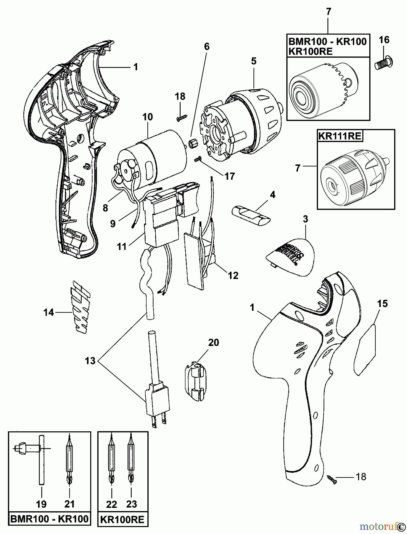 BLACK+DECKER INNENAUSSTATTUNG BOHRER BOHRER BMR100 Seite 1