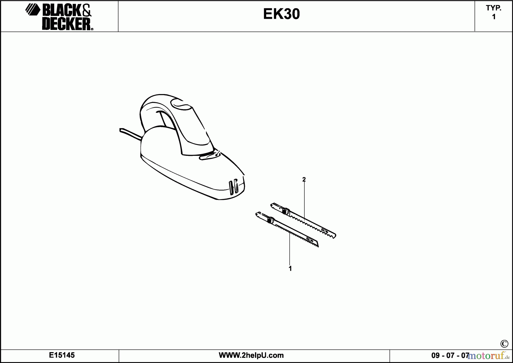 BLACK+DECKER HAUSHALT LEBENSMITTELZUBEREITUNG MESSER EK30 Seite 1