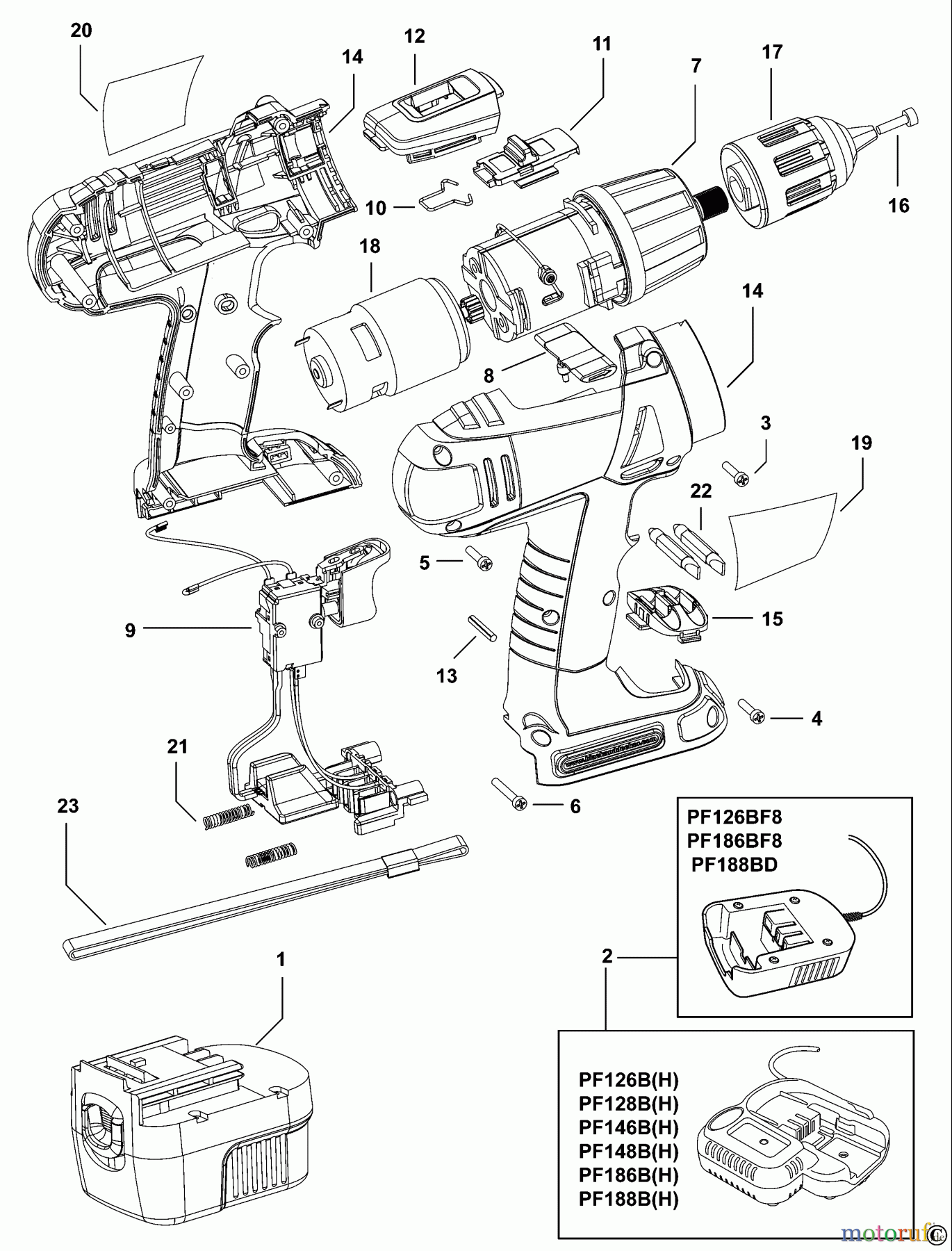 BLACK+DECKER INNENAUSSTATTUNG BOHRER AKKU-BOHRMASCHINE PF146 Seite 1