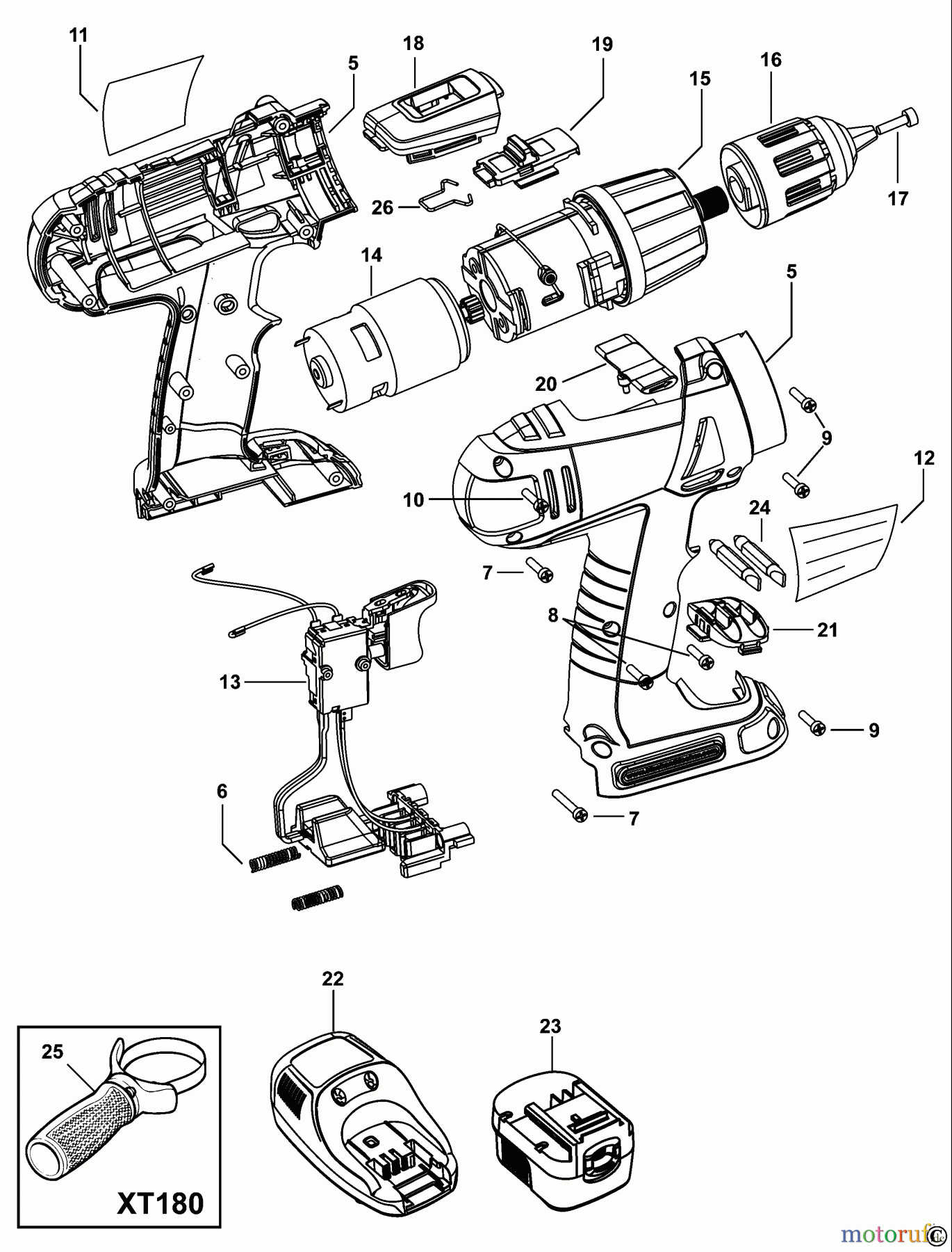 BLACK+DECKER INNENAUSSTATTUNG BOHRER AKKU-BOHRMASCHINE XT140 Seite 1