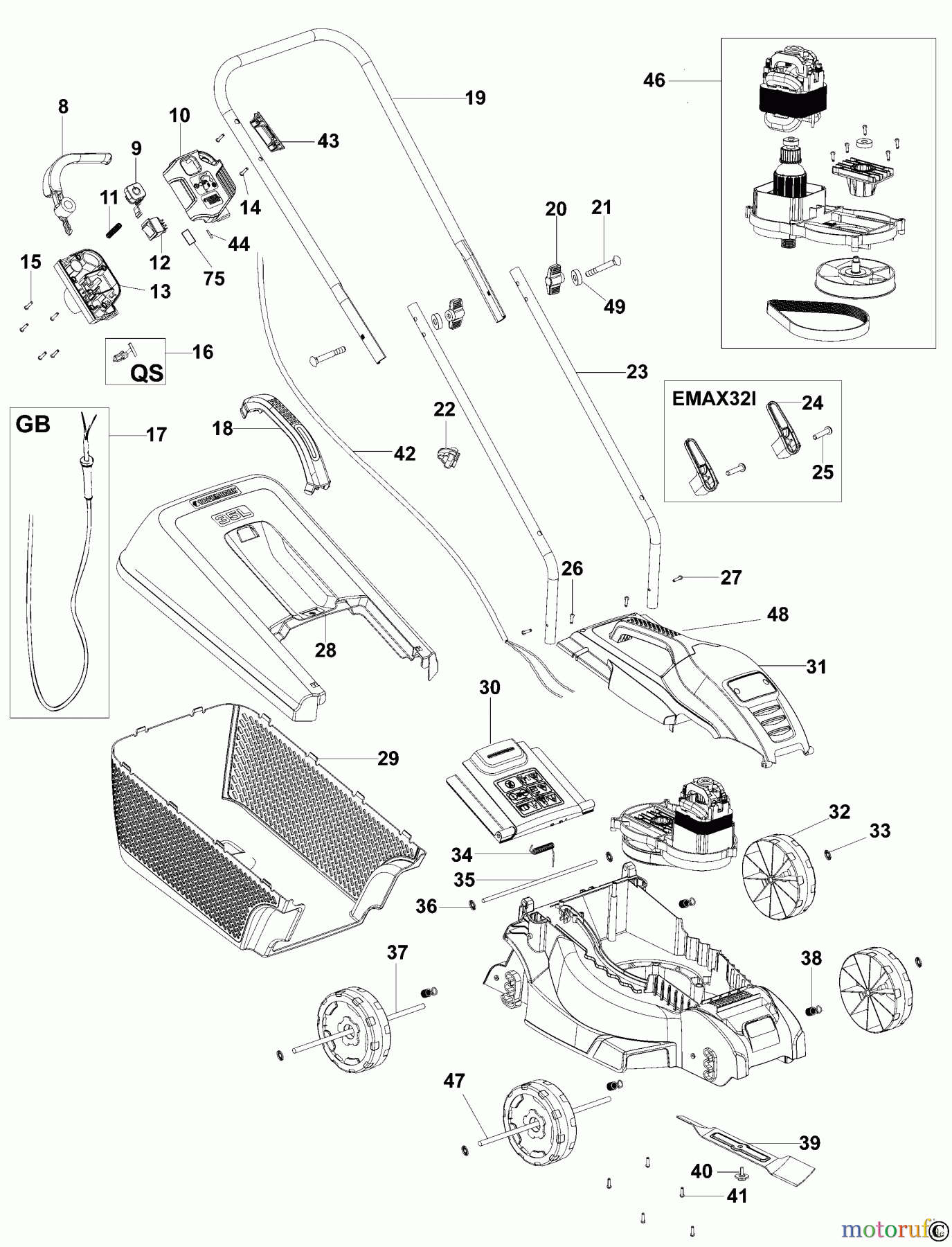  BLACK+DECKER AUSSERHALB RASENMÄHER, SCHNEEFRÄSEN KREISELRASENMÄHER EMAX32 Seite 1