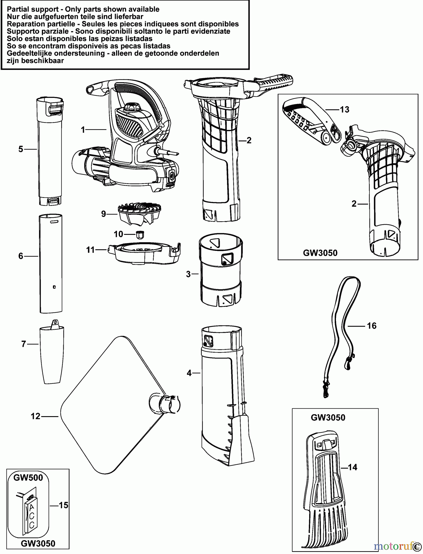 BLACK+DECKER AUSSERHALB RASENMÄHER, HÄCKSLER UND KEHRMASCHINEN GEBLÄSESTAUBSAUGER GW3050 Seite 1