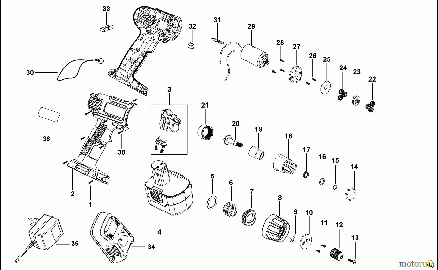 BLACK+DECKER INNENAUSSTATTUNG BOHRER AKKU-BOHRMASCHINE CD12100KM Seite 1
