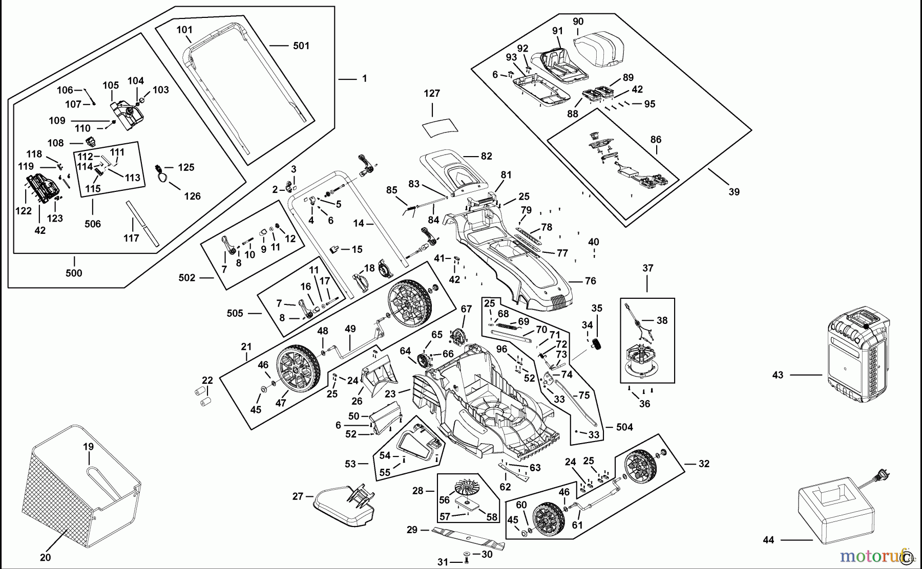  BLACK+DECKER AUSSERHALB RASENMÄHER, SCHNEEFRÄSEN RASENMAHER CLM5448PC2 Seite 1