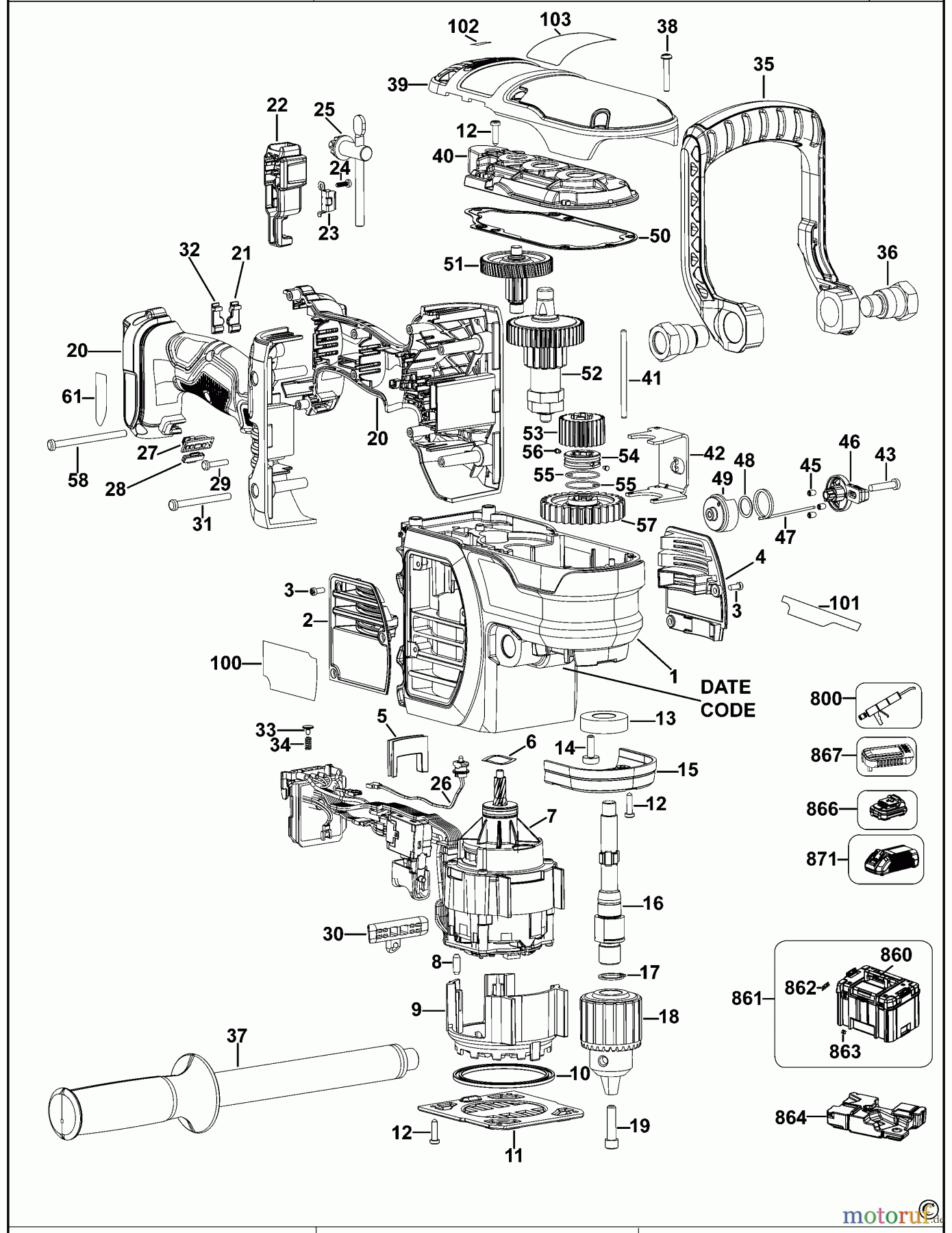 DEWALT AKKUBOHRER CDLS DRILLS 54V AKKU-BOHRMASCHINE DCD460 Seite 1