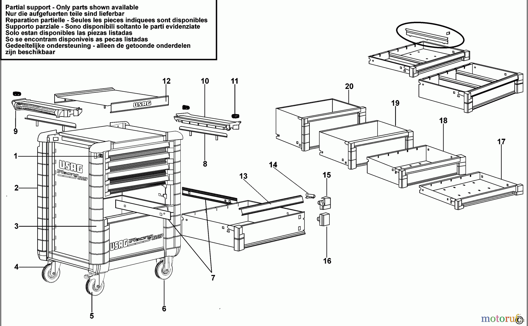 USAG STORAGE WORKCENTRES WERKSTATTWAGEN 519 R6/3V Seite 1