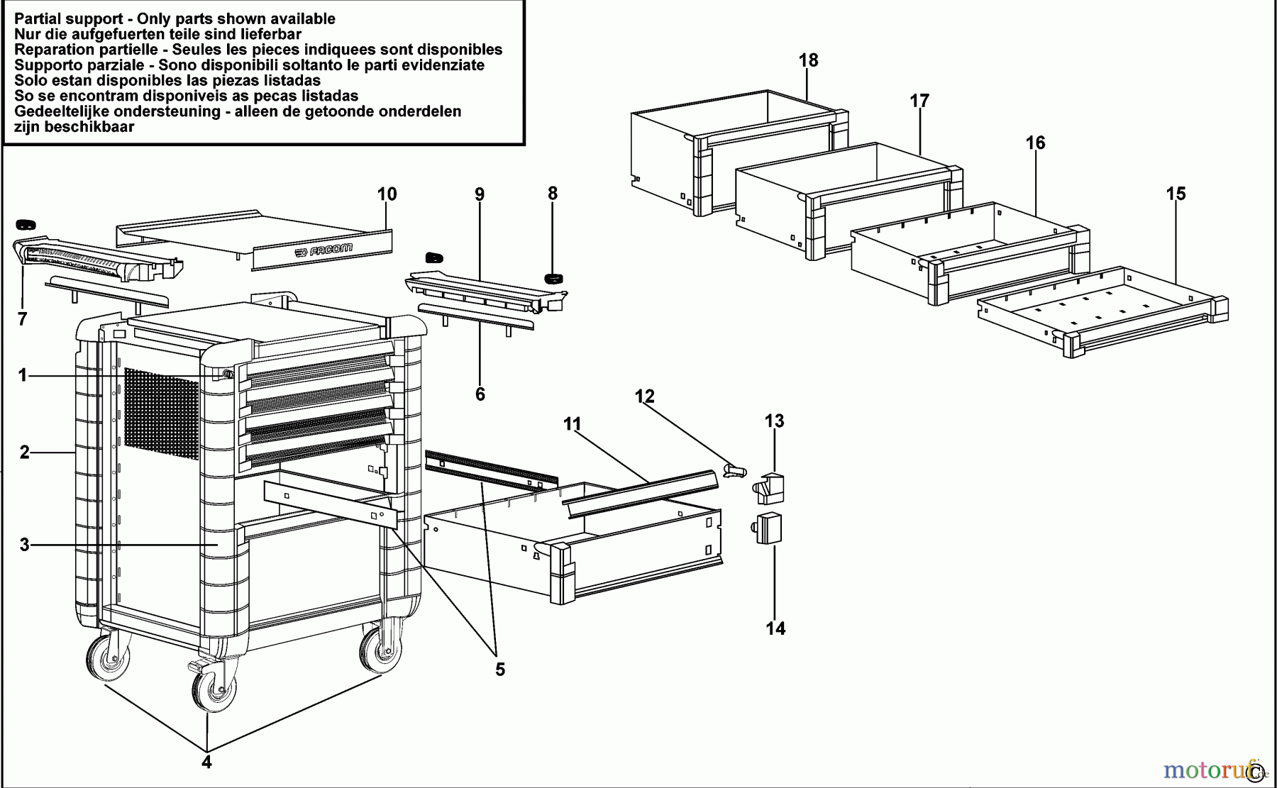 FACOM STORAGE WERKSTATTWAGEN JET.7M3100Y Seite 1