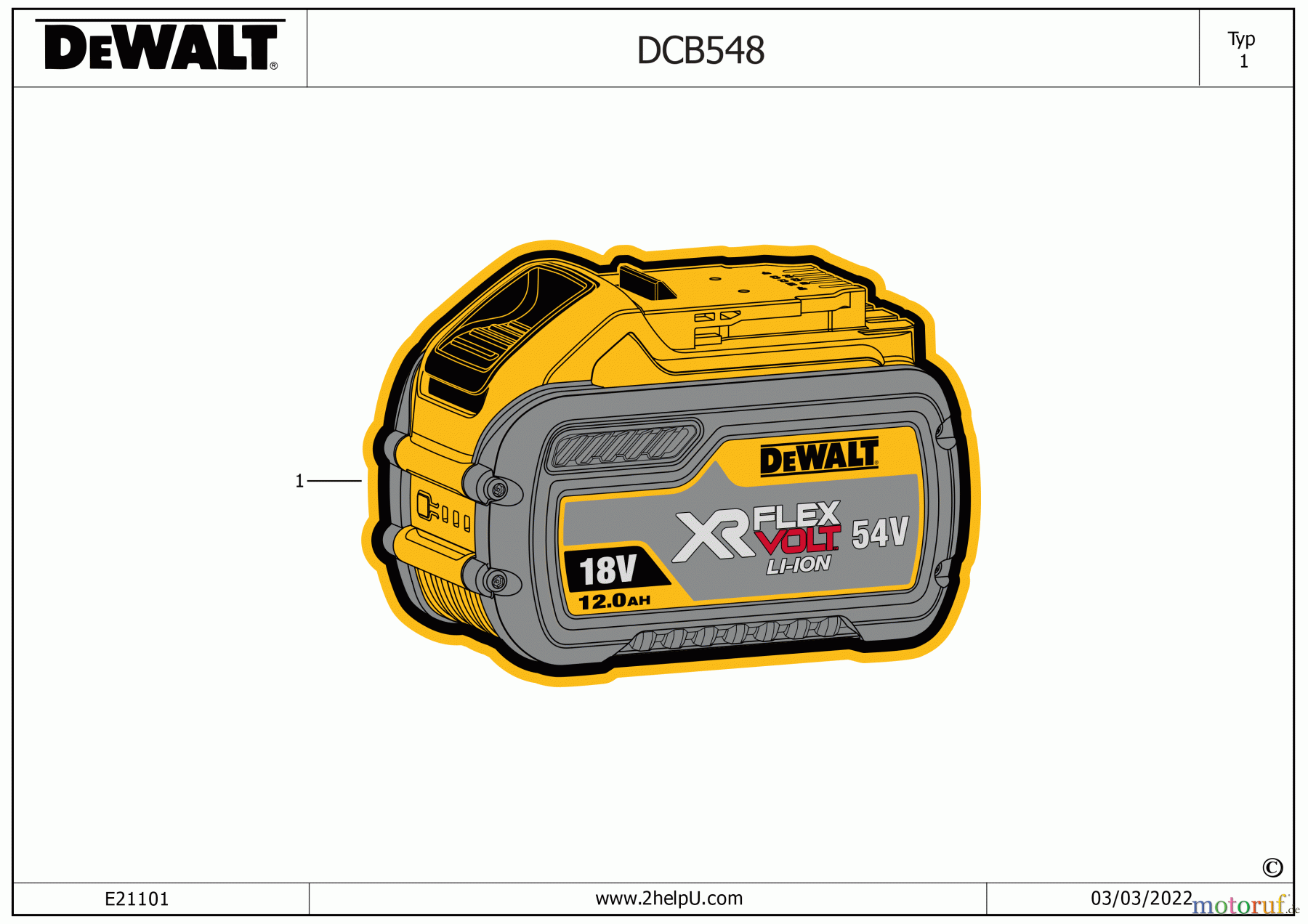  DEWALT SCHNURLOS-SONSTIGES BATTERIE DCB548-XJ Seite 1