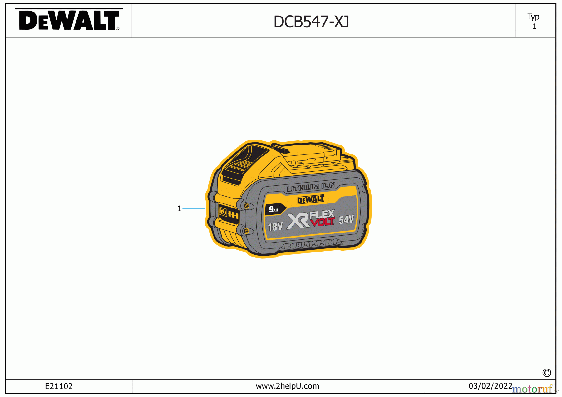  DEWALT SCHNURLOS-SONSTIGES BATTERIE DCB547-XJ Seite 1