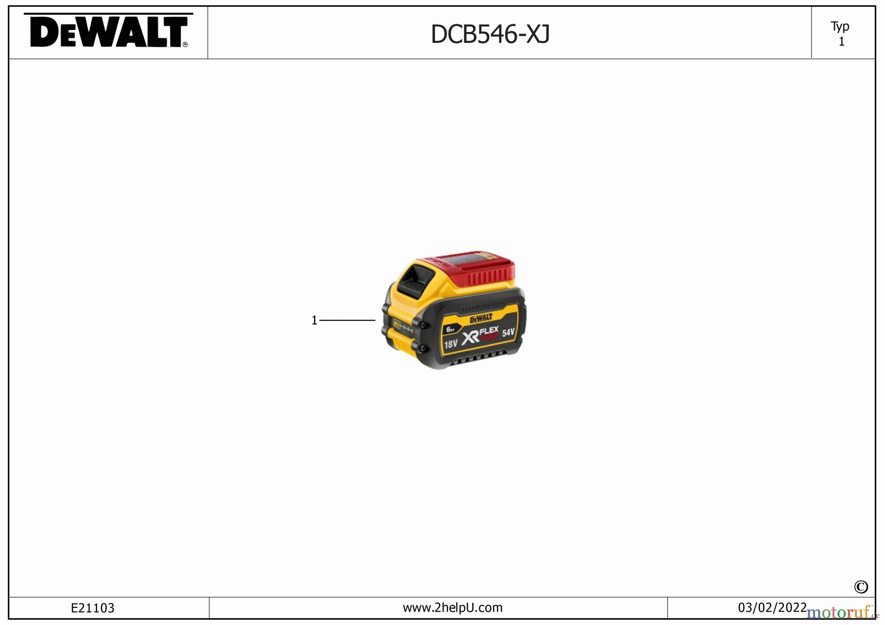  DEWALT SCHNURLOS-SONSTIGES BATTERIE DCB546-XE Seite 1
