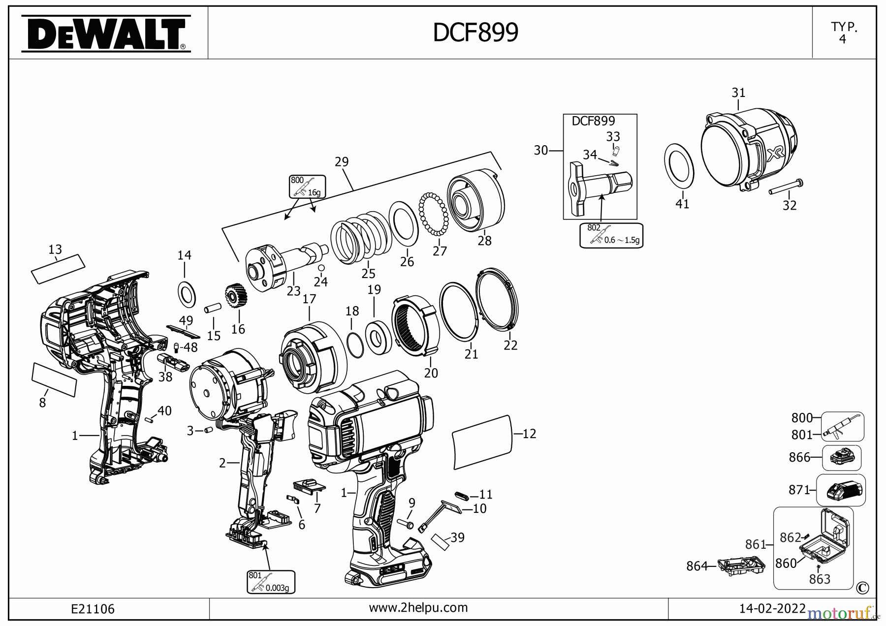  DEWALT SCHRAUBER Schlagschrauber SCHLAGSCHRAUBENSCHL. DCF899NT Seite 1