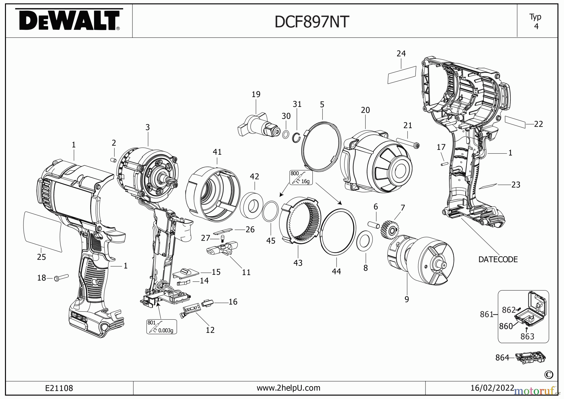 DEWALT SCHRAUBER Schlagschrauber SCHLAGSCHRAUBENSCHL. DCF897N Seite 1
