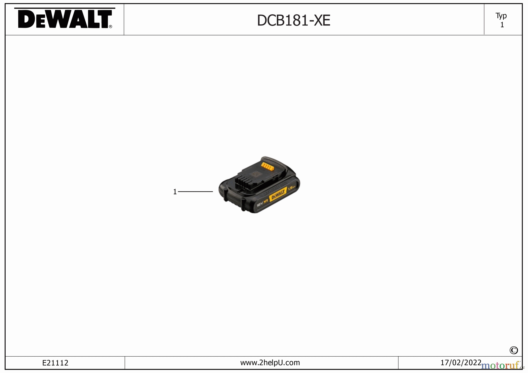 DEWALT SCHNURLOS-SONSTIGES BATTERIE DCB181 Seite 1
