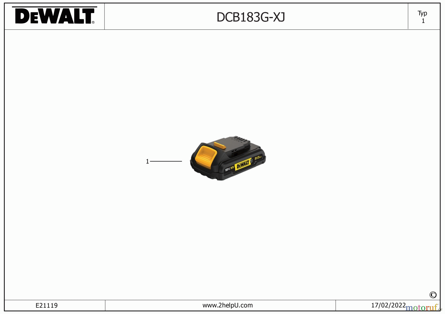 DEWALT SCHNURLOS-SONSTIGES BATTERIE DCB183G Seite 1