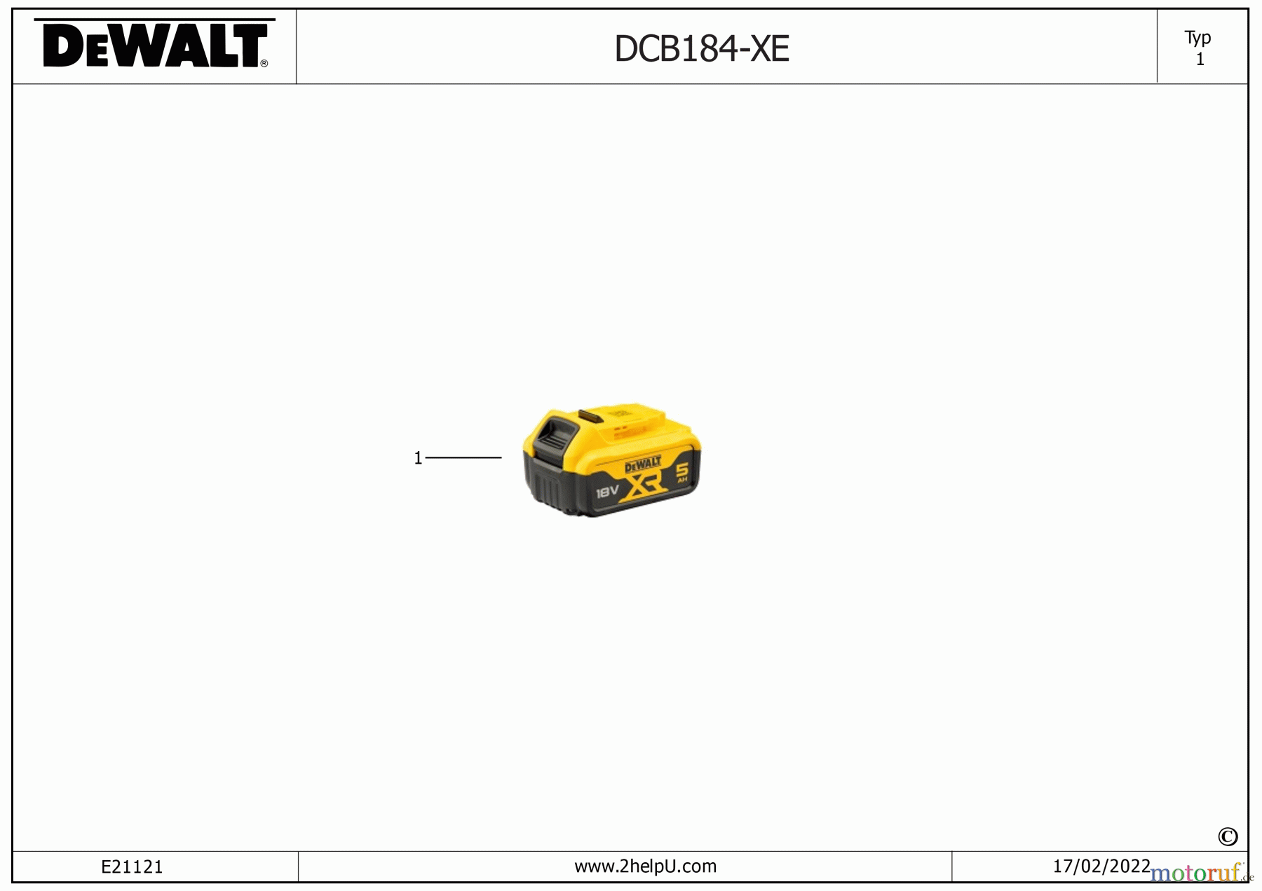 DEWALT SCHNURLOS-SONSTIGES BATTERIE DCB184 Seite 1
