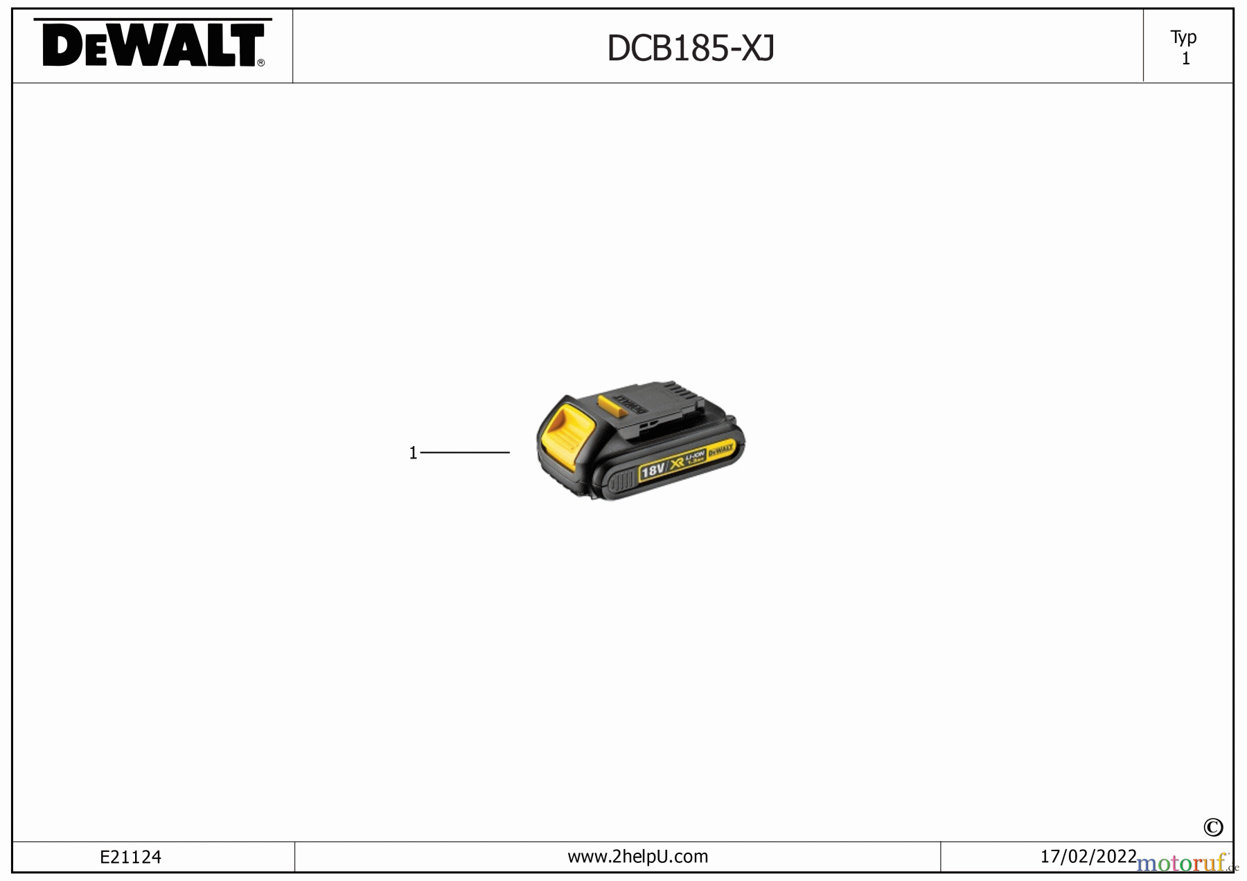 DEWALT SCHNURLOS-SONSTIGES BATTERIE DCB185 Seite 1