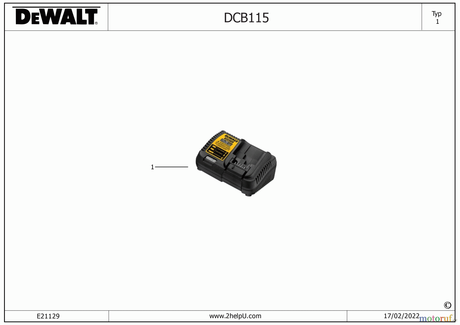  DEWALT SCHNURLOS-SONSTIGES BATTERIE-LADEGERÄT DCB115 Seite 1