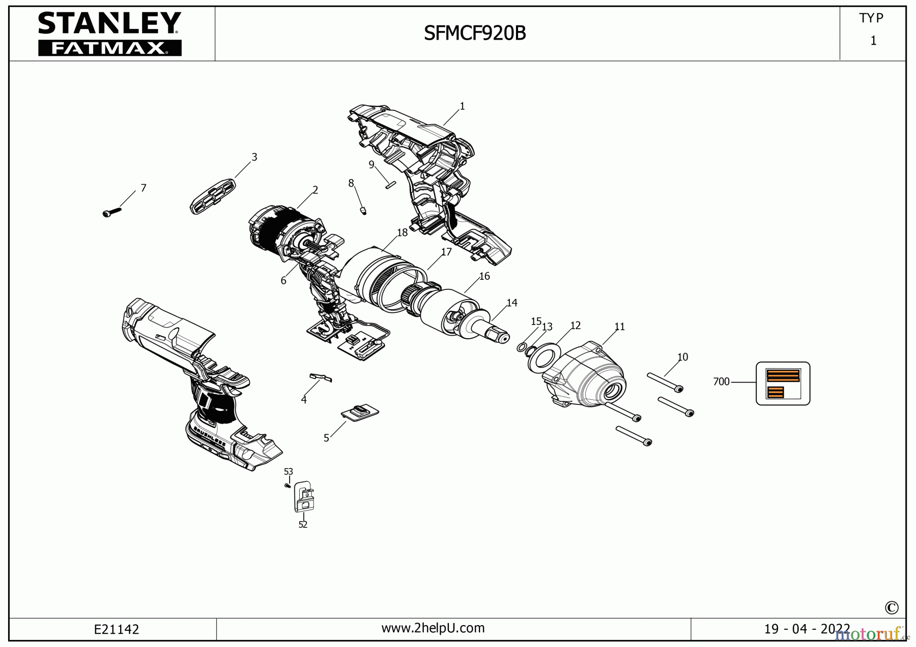 STANLEY CORDLESS-OTHER SCHLAGSCHRAUBENSCHL. SFMCF920B Seite 1