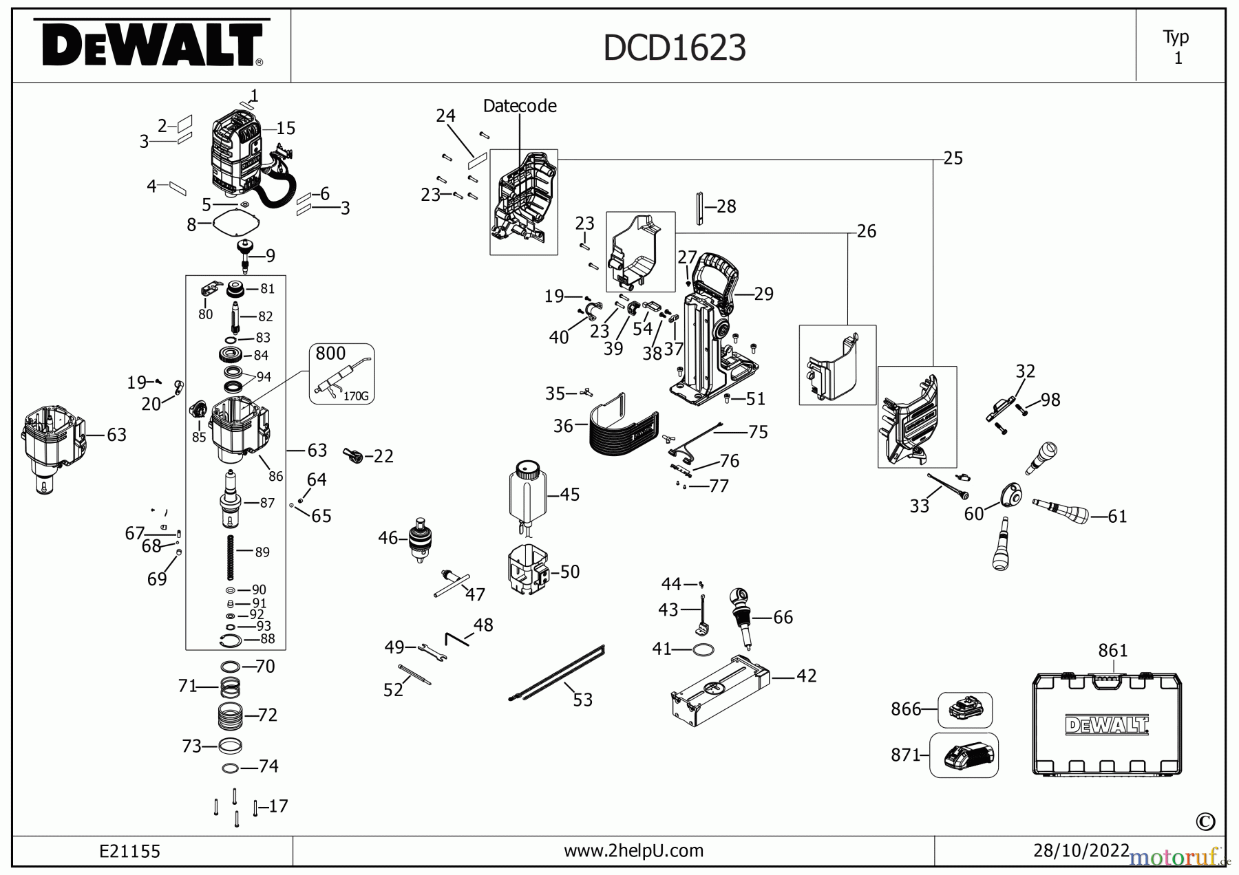 DEWALT Bohrmaschinen Magnetische Bohrständer MAG. BOHRMA. STÄNDER DCD1623N Seite 1