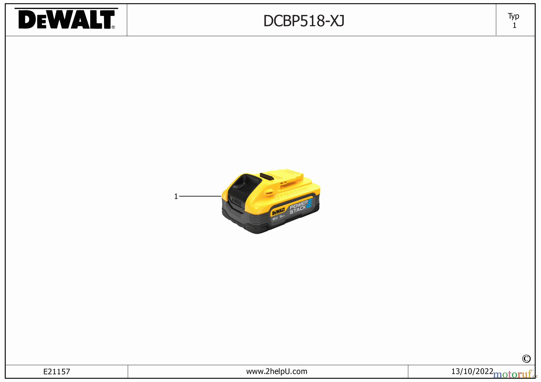 DEWALT SCHNURLOS-SONSTIGES BATTERIE DCBP518 Seite 1