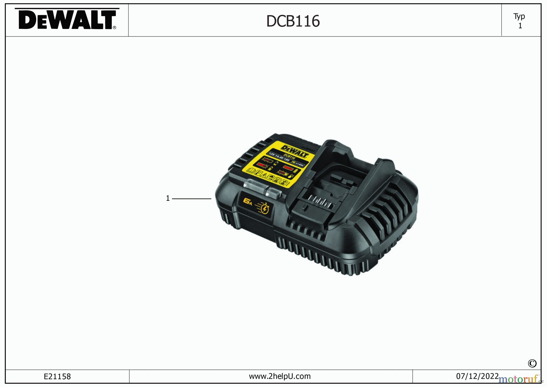  DEWALT ZUBEHÖR ACCESSORIES, ATTACHMENTS & UNPOWERED BATTERIE-LADEGERÄT DCB116-GB Seite 1